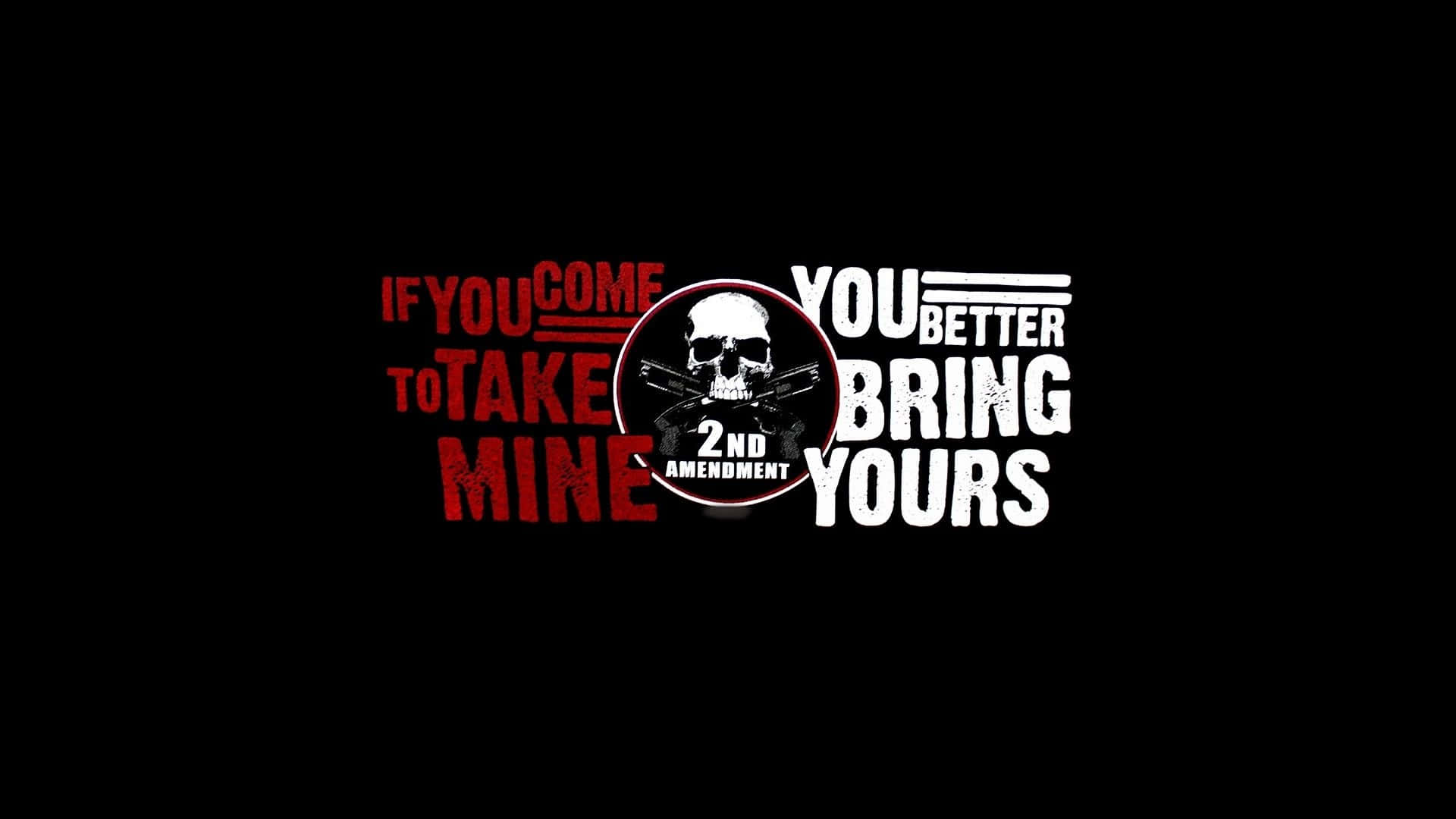 2nd Amendment, red and white text, skull and crossed guns emblem, Full HD Desktop Wallpaper