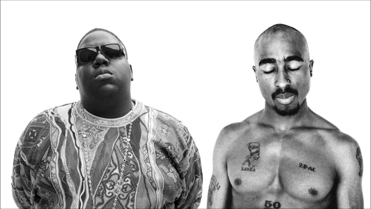 2Pac, Biggie, black and white, HD Desktop Wallpaper