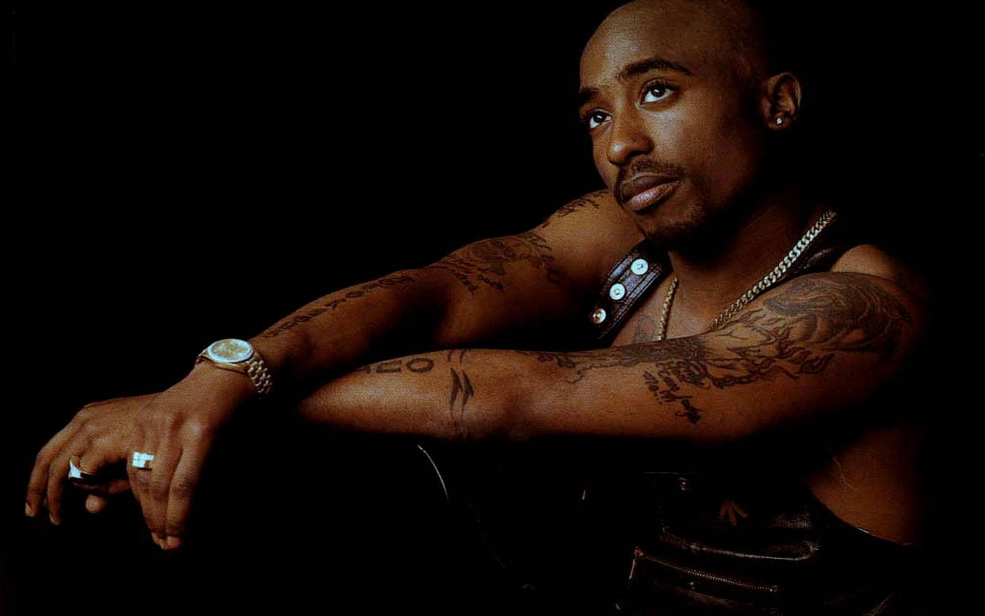 2pac, crossed arms, black background, Full HD Desktop Wallpaper