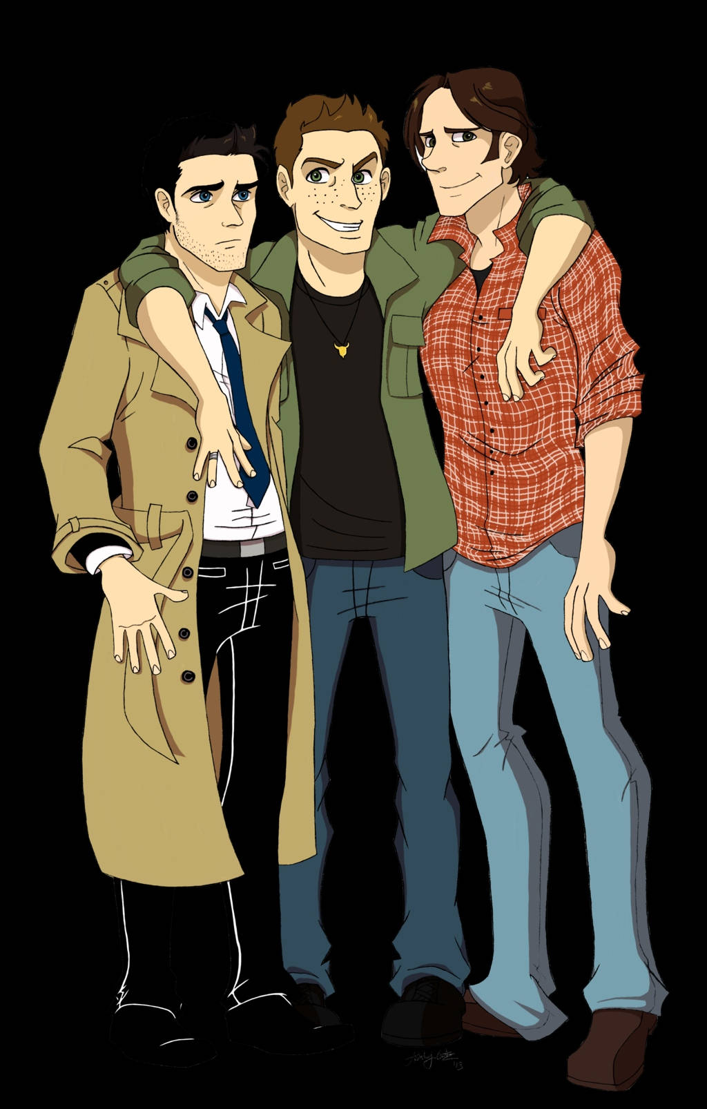 3 Male Best Friends, digital art, casual clothes, HD Phone Wallpaper