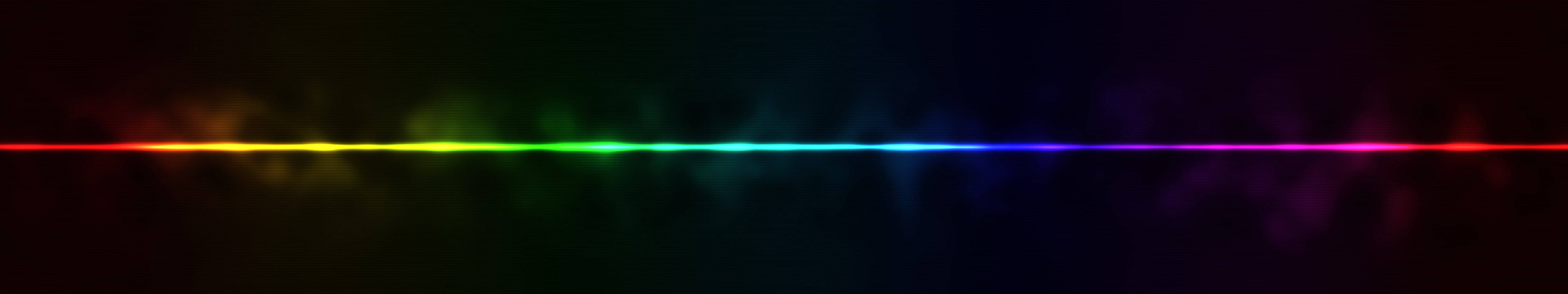 3 Monitor, rainbow light beam, dark gradient background, 5K Desktop Wallpaper