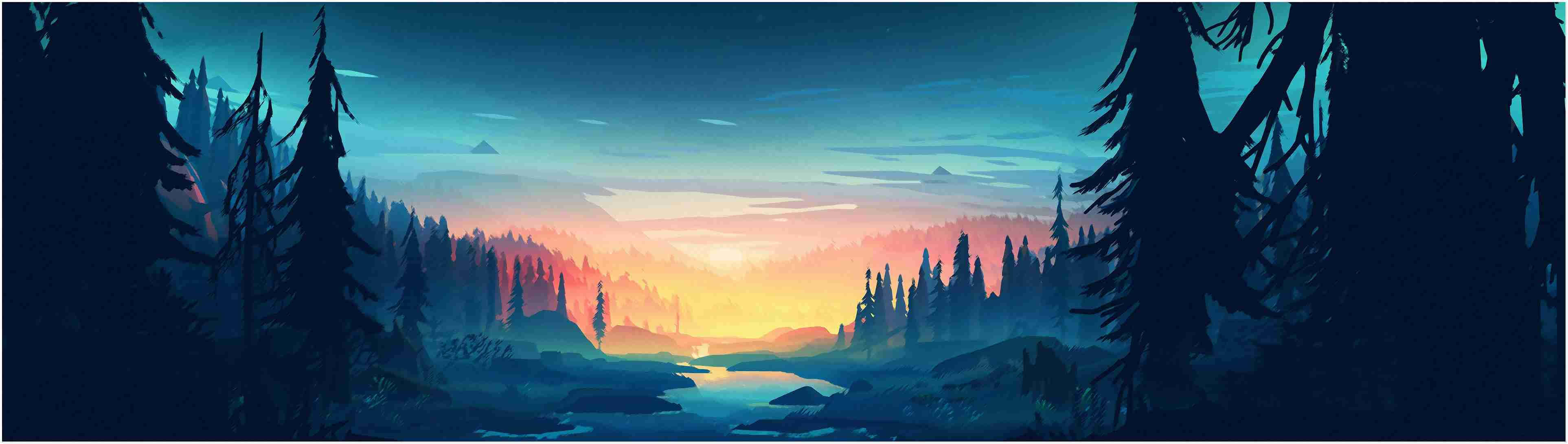 ultra hd dual monitor, Forest HD Monitor, twilight forest, 4K Desktop Wallpaper