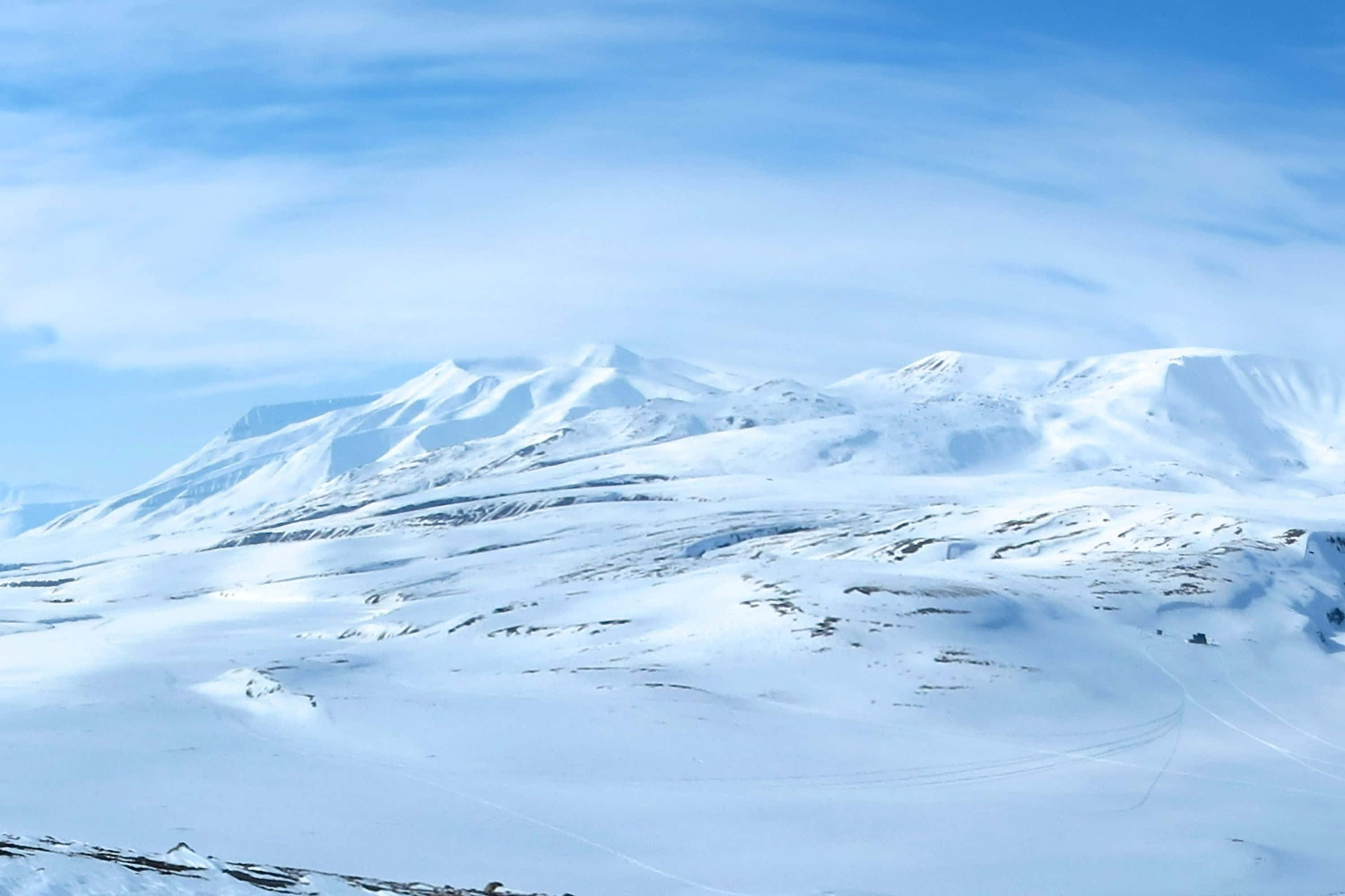 Vibrant Sunset, Mountainside, Snow-covered mountain range, 2K Desktop Wallpaper