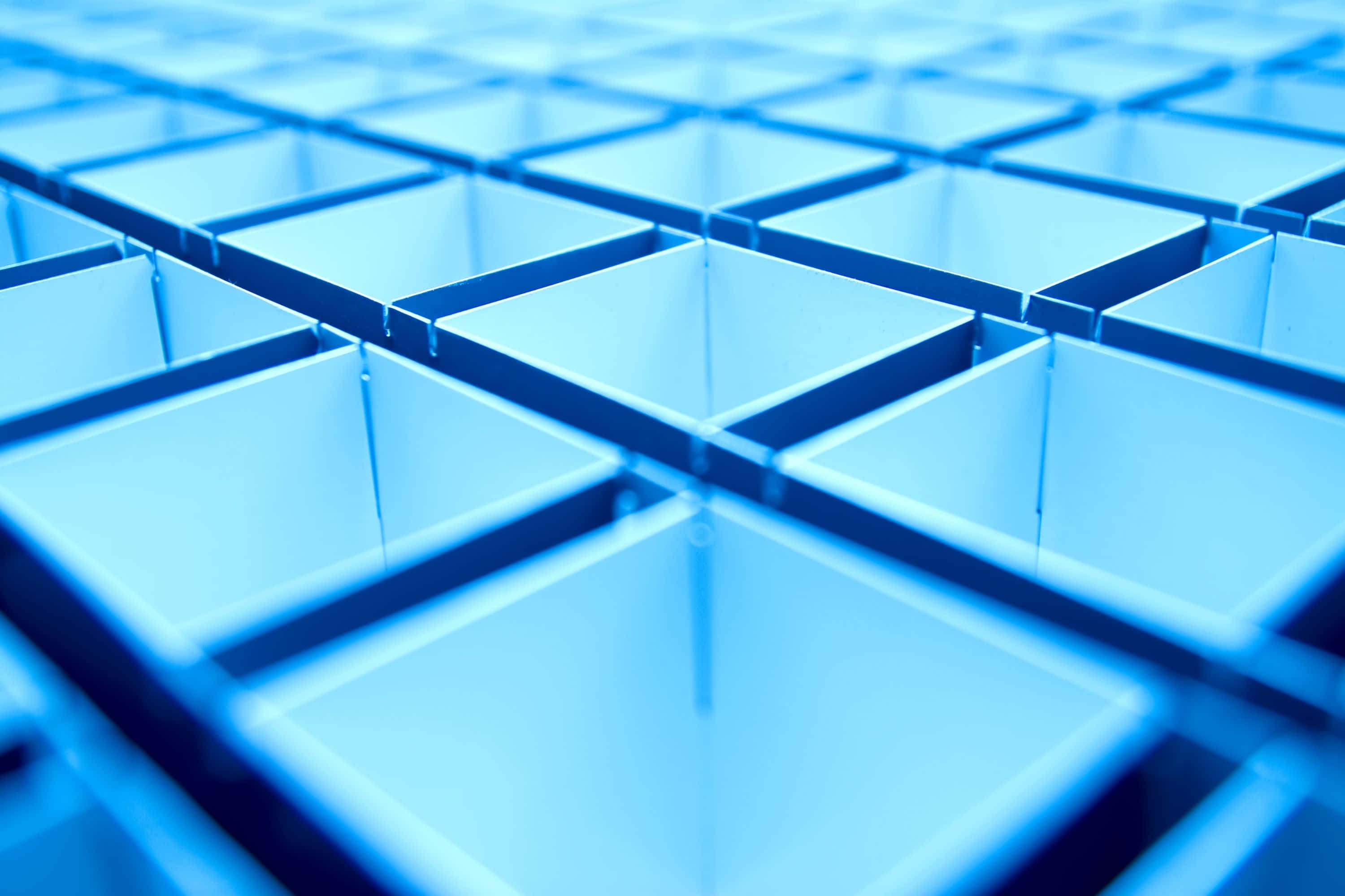blue, geometric grid pattern, shallow depth of field, 2K Desktop Wallpaper