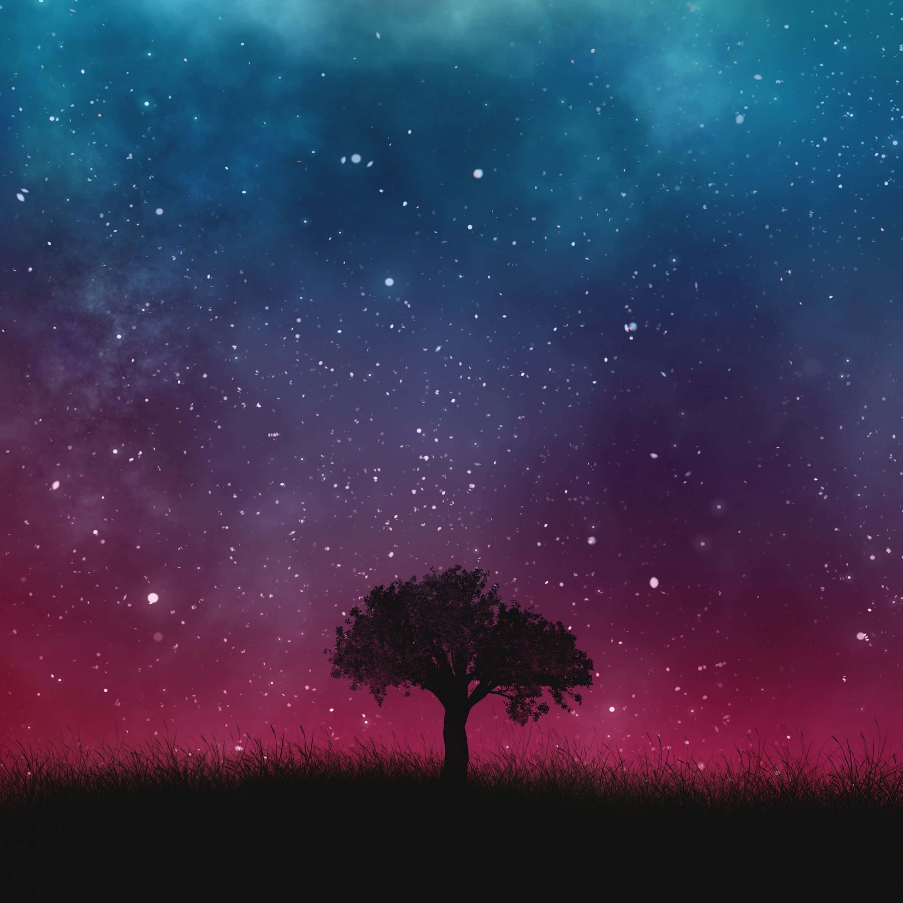 3000x3000, starry sky, teal purple, 2K Desktop Wallpaper