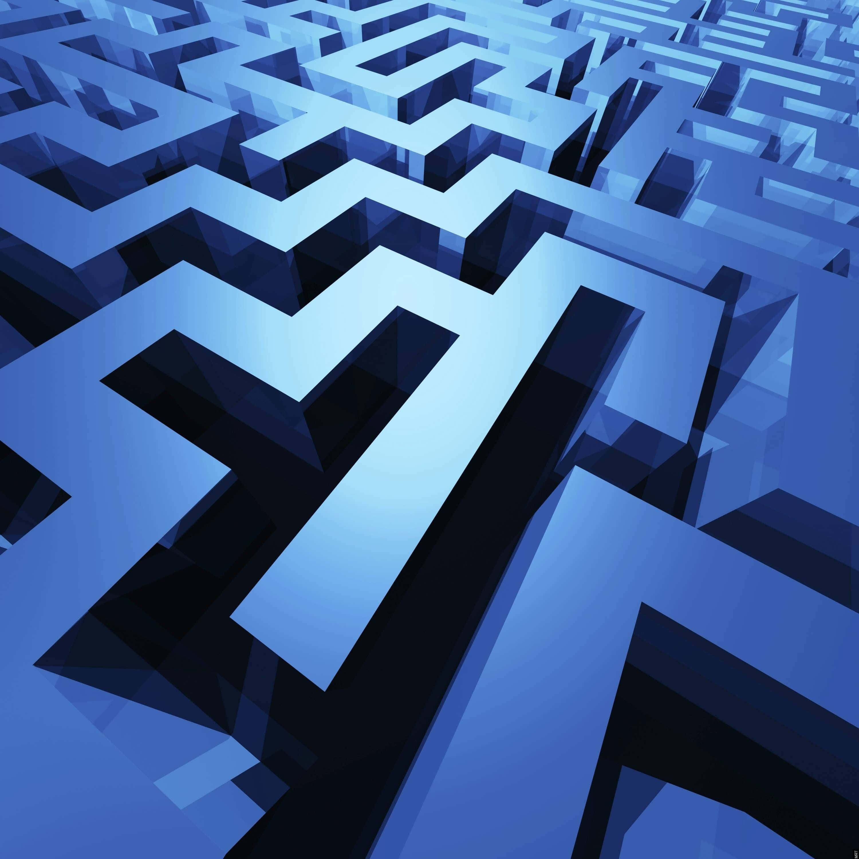 3000x3000, blue maze, 3d-rendered, 2K Desktop Wallpaper