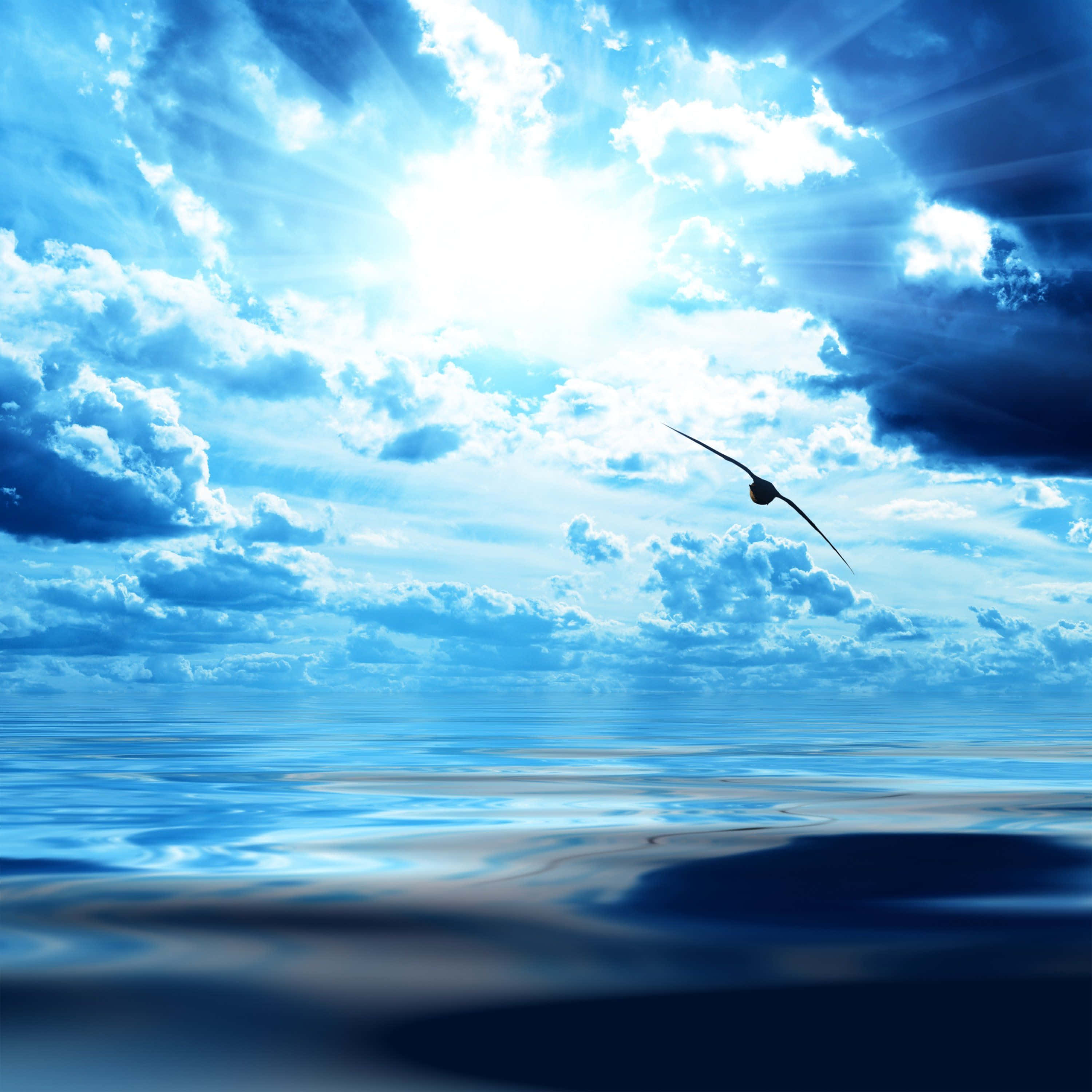 3000x3000, blue sky, sunbeams, 2K Desktop Wallpaper