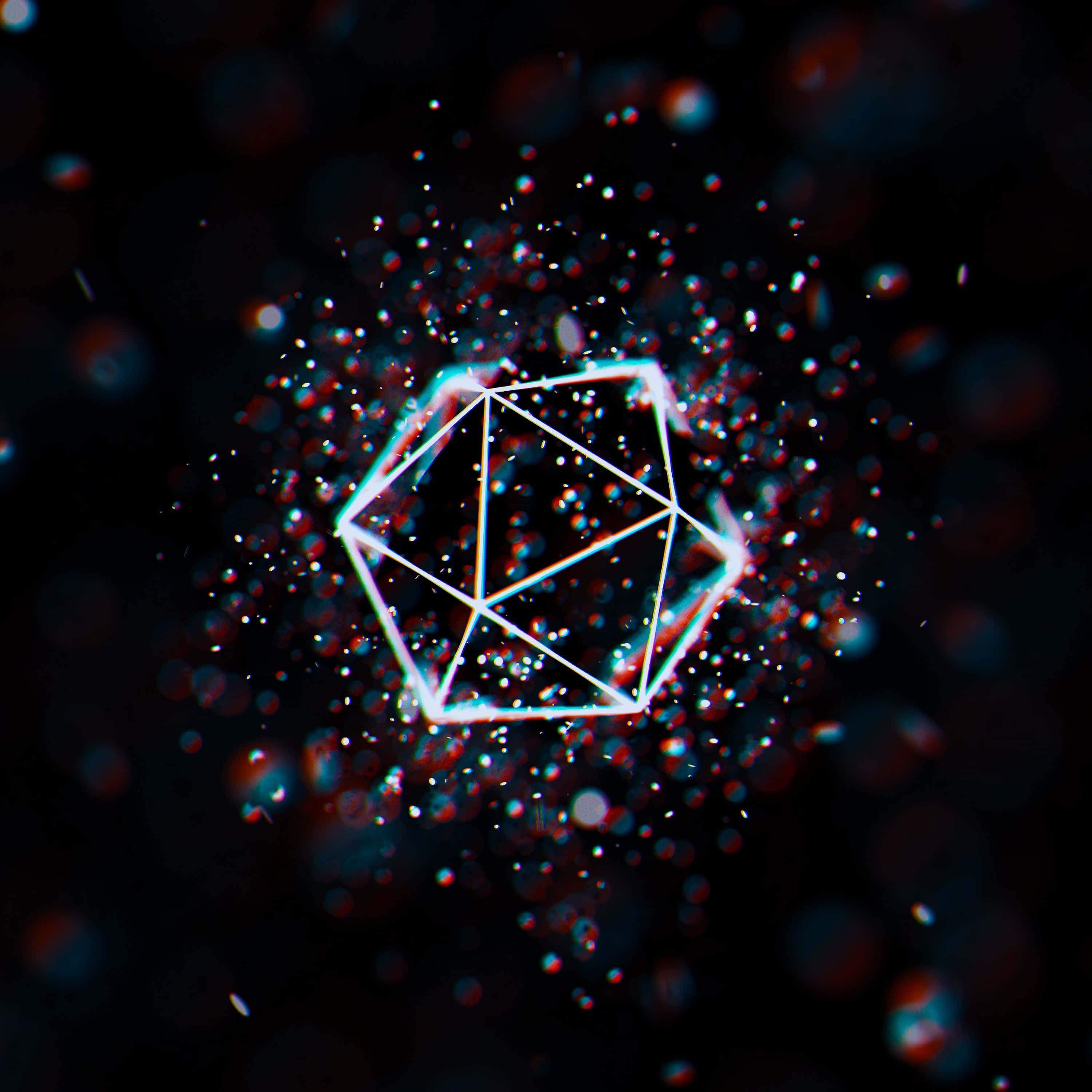 3000x3000, glowing geometric polyhedron, neon light, 2K Desktop Wallpaper