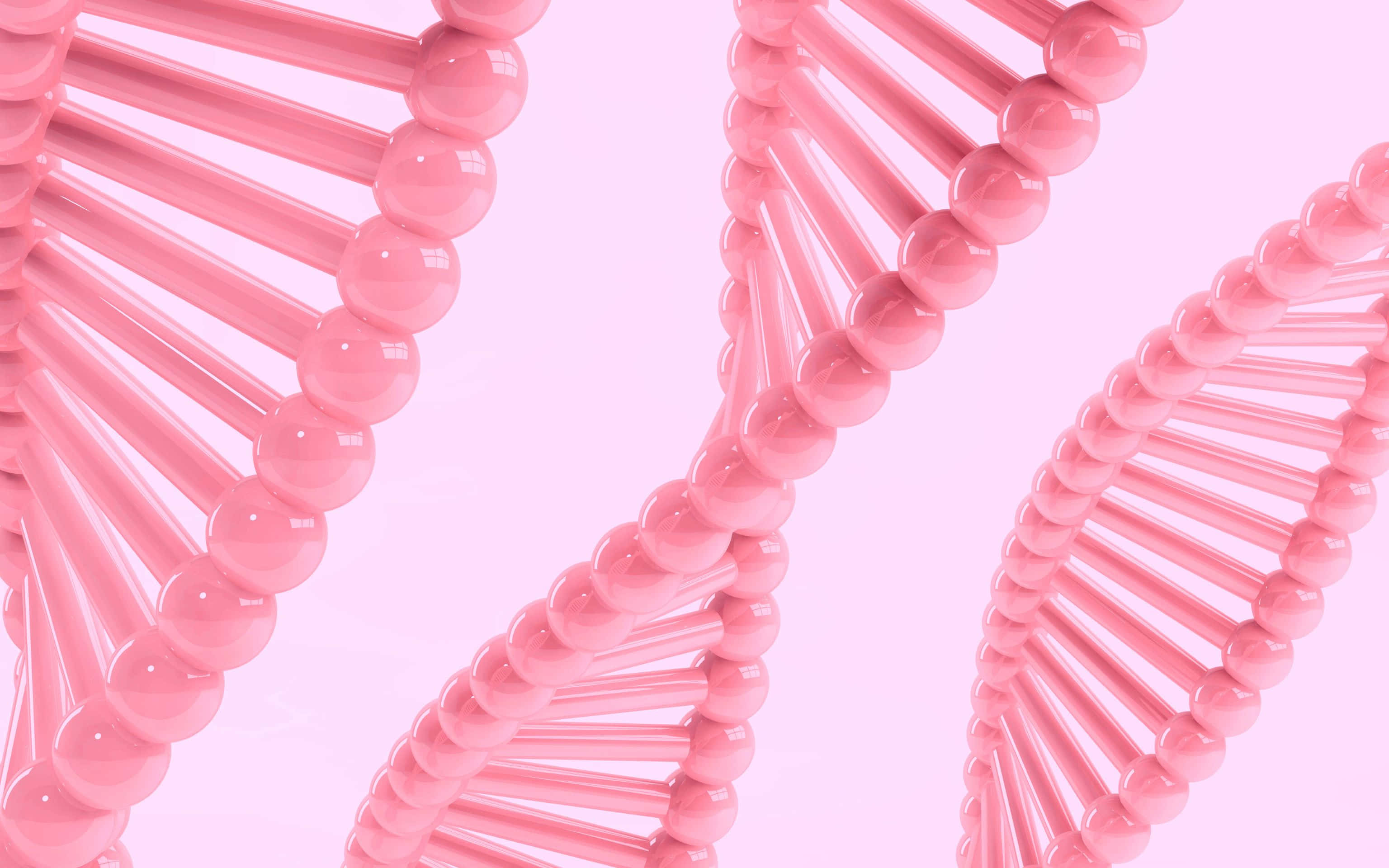 3072x1920, glossy pink DNA strands, soft pastel pink background, 2K Desktop Wallpaper