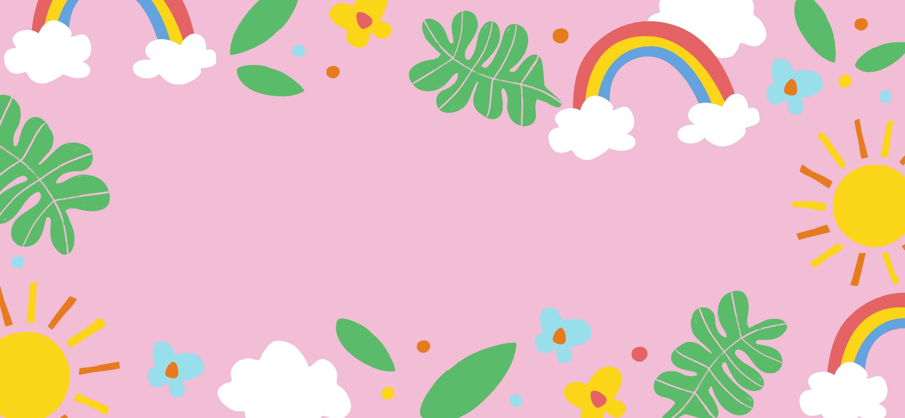 Sunset, pink background, cartoon suns, 2K Desktop Wallpaper