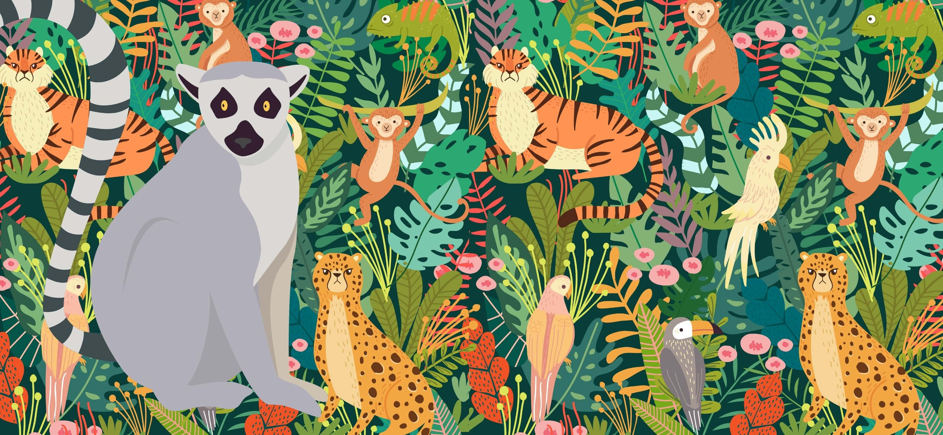 3120x1440, jungle, lemur, 2K Desktop Wallpaper