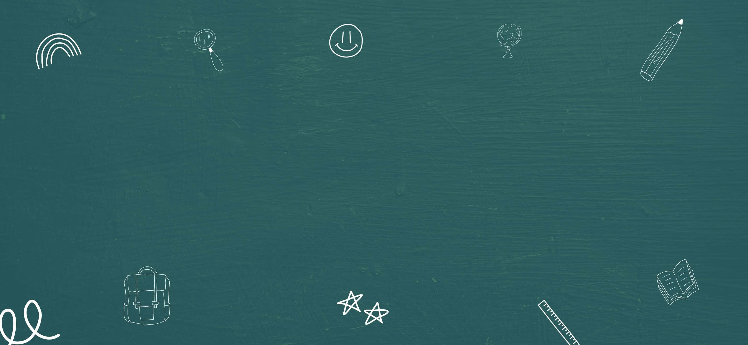 teal chalkboard, white line drawings, pencils, 2K Desktop Wallpaper