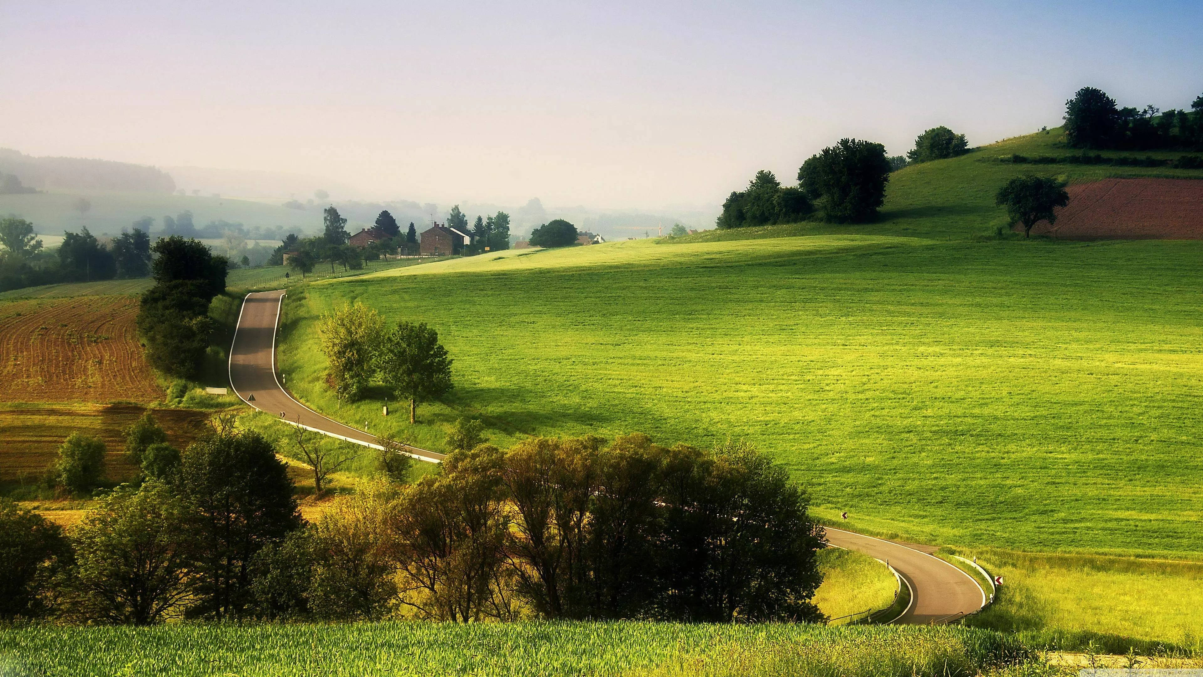 32k ultra hd nature, grassy hill road, vibrant green hills, 4K Desktop Wallpaper