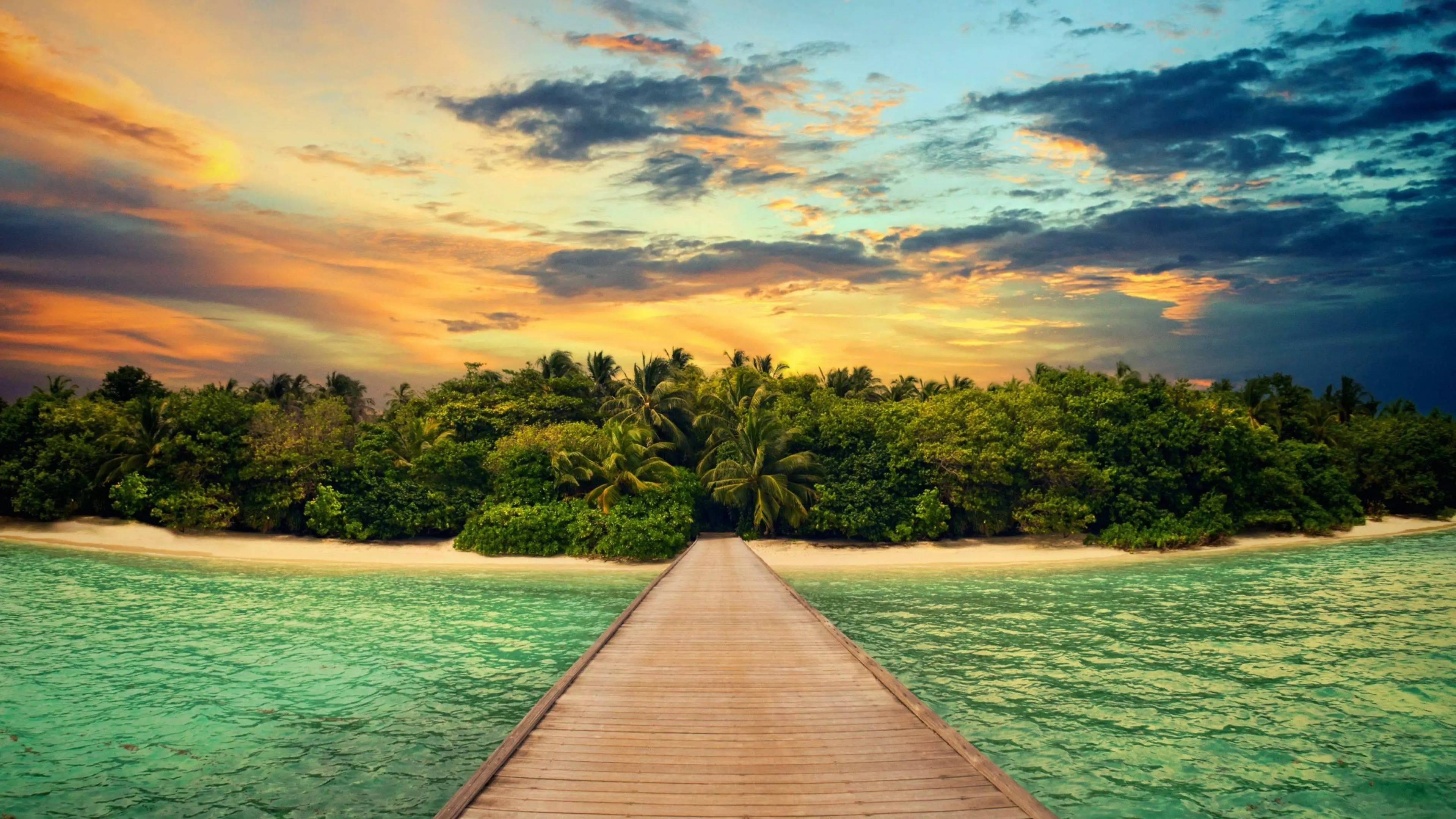 32k ultra hd nature, pier, beach, 4K Desktop Wallpaper