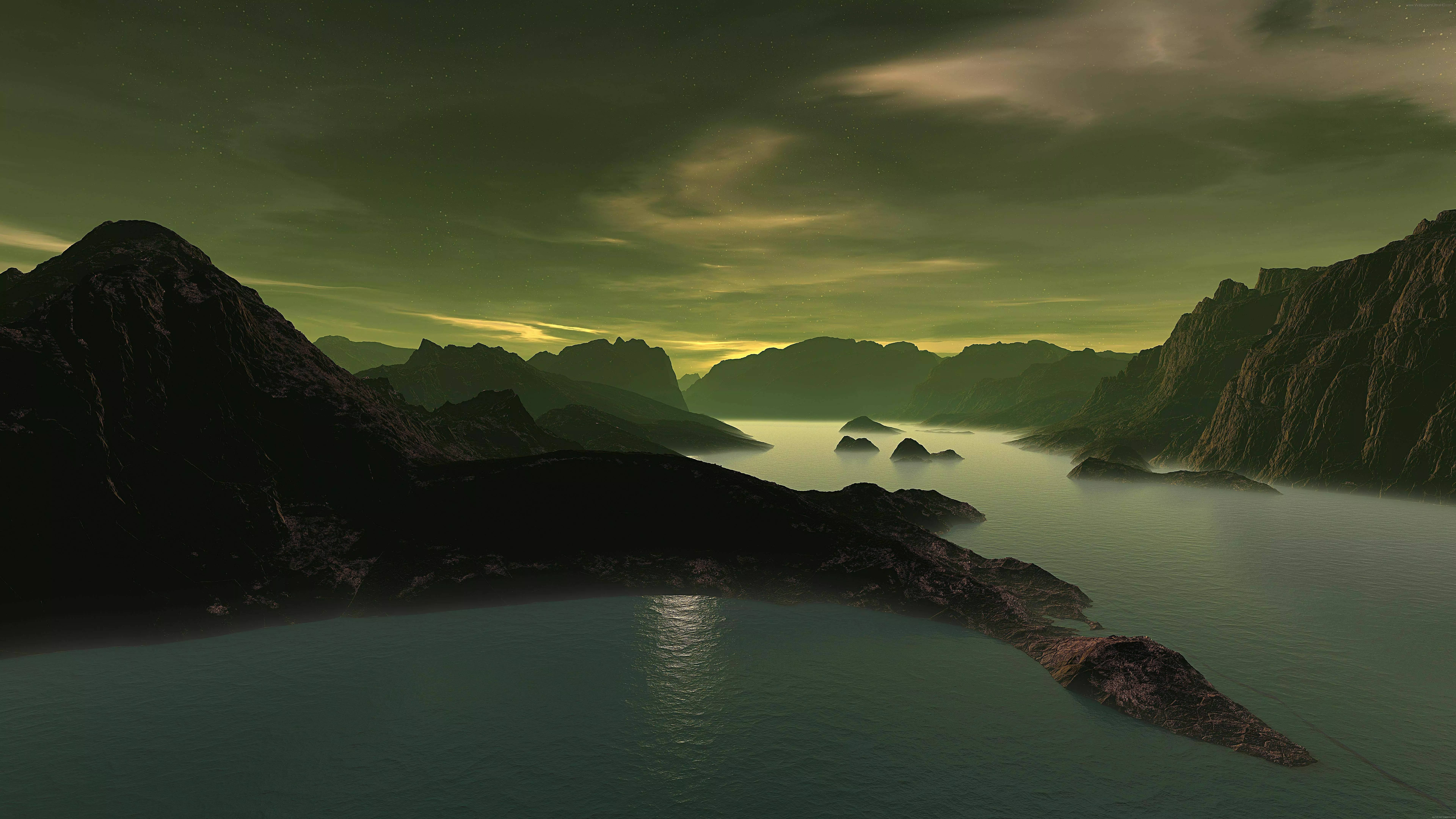 32k ultra hd nature, green aesthetic, fjord, 8K Desktop Wallpaper