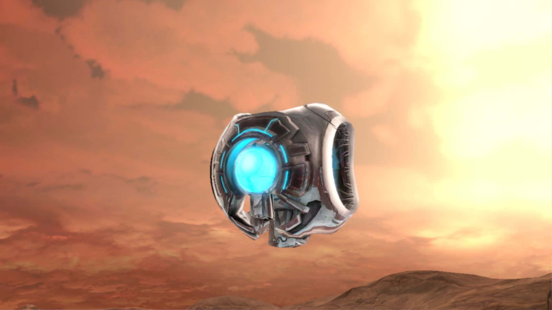 343 Guilty Spark, glowing blue orb, metallic ring, Full HD Desktop Wallpaper