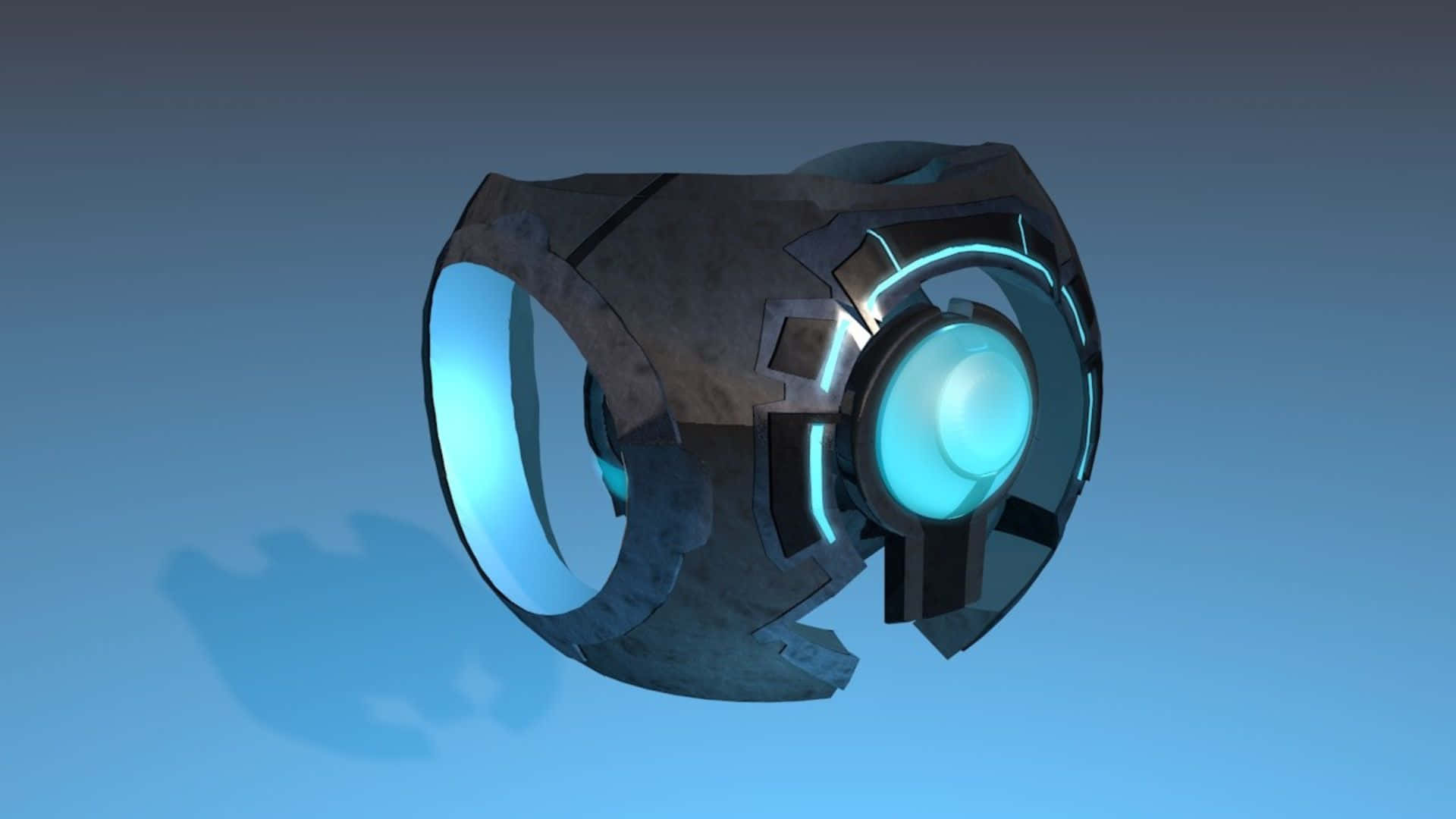 343 Guilty Spark, futuristic metallic ring, glowing blue energy cores, Full HD Desktop Wallpaper