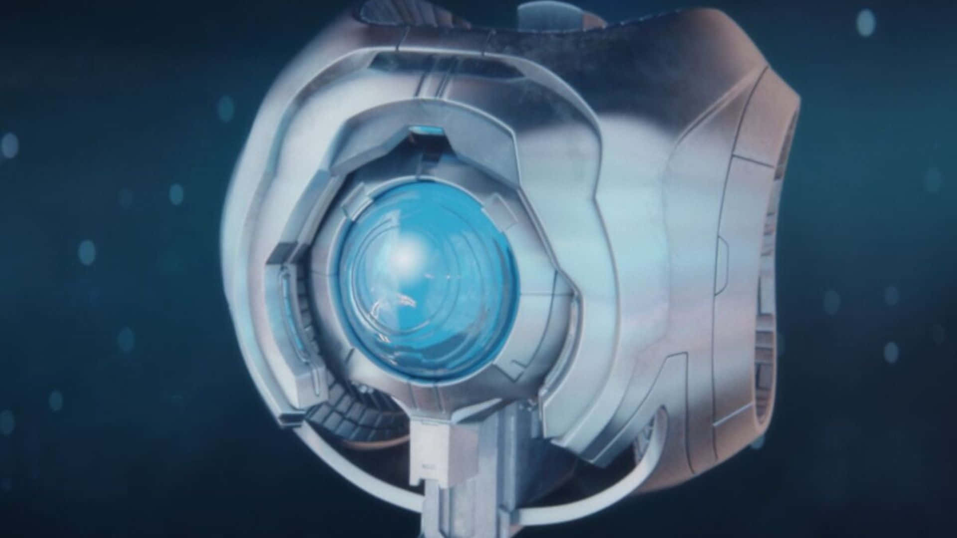 343 Guilty Spark, glowing blue core, futuristic metallic device, Full HD Desktop Wallpaper