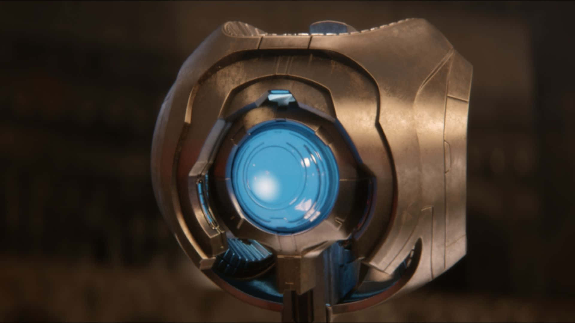 343 Guilty Spark, glowing blue core, futuristic metallic device, Full HD Desktop Wallpaper