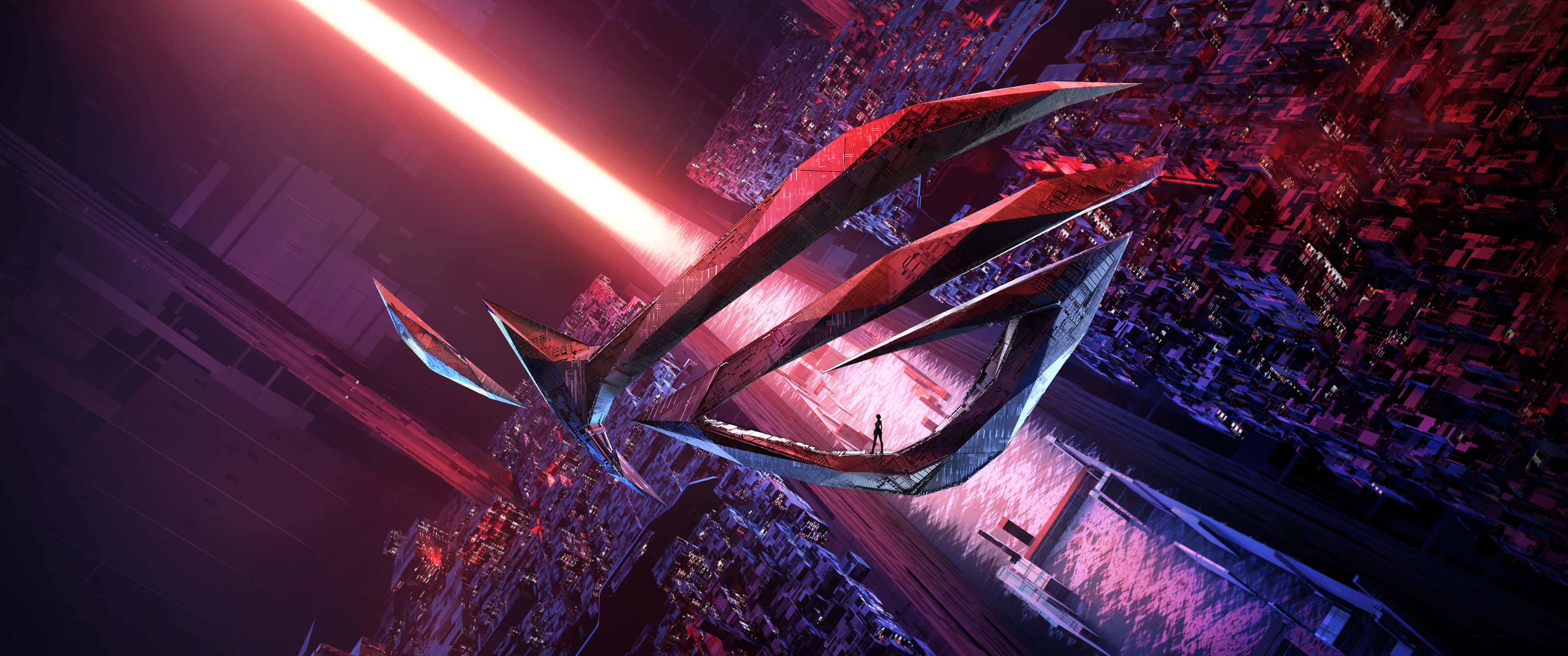 3440 x 1440 4k, asus rogue, glowing red laser beam, 2K Desktop Wallpaper