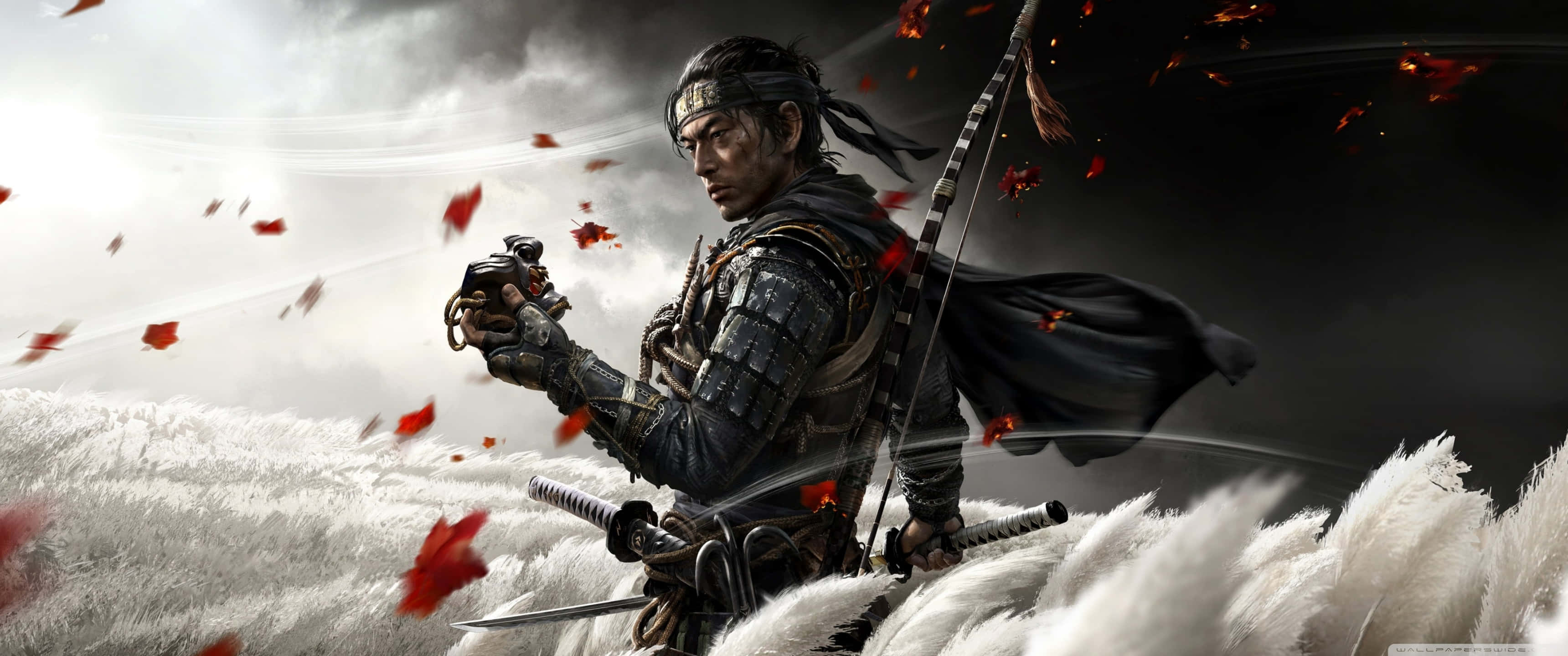 3440 x 1440 4k, samurai warrior, dark armor, 2K Desktop Wallpaper