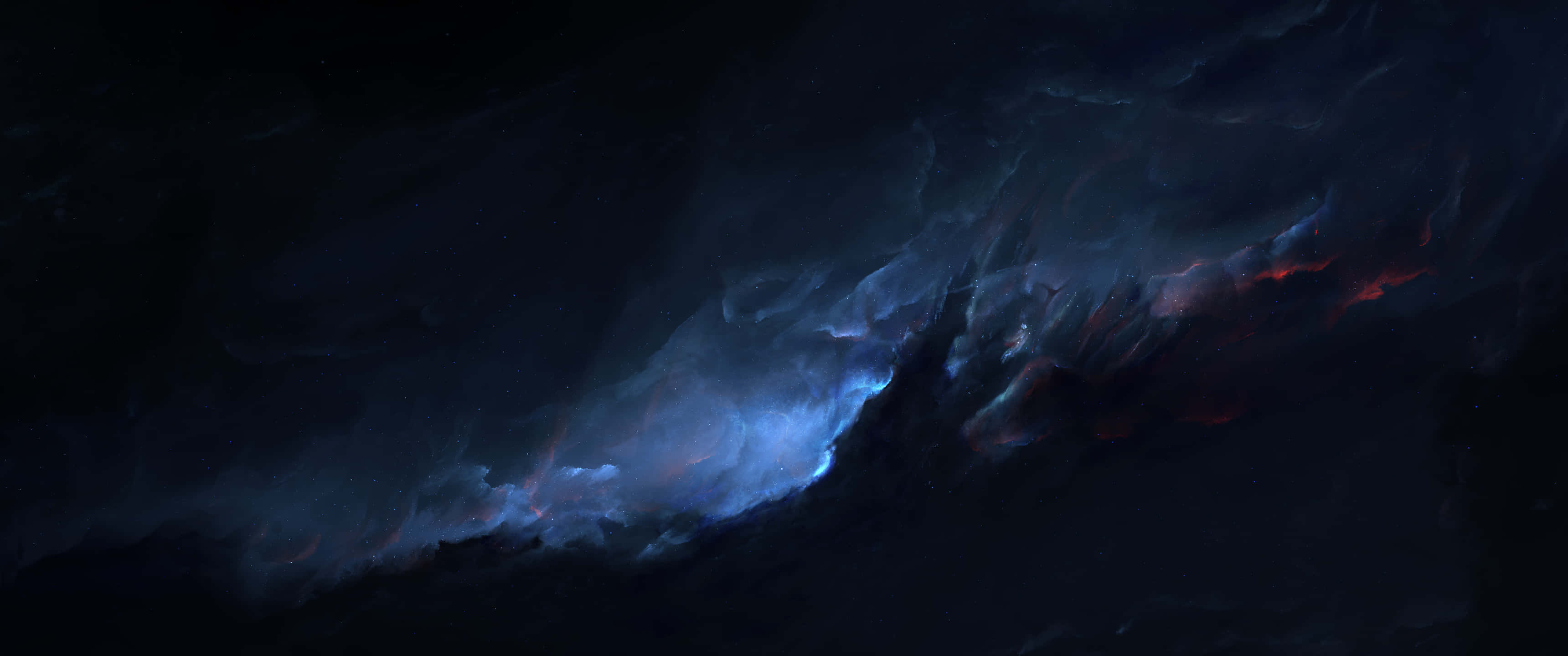 3440 x 1440 4K, cosmic nebula, deep blues, 2K Desktop Wallpaper