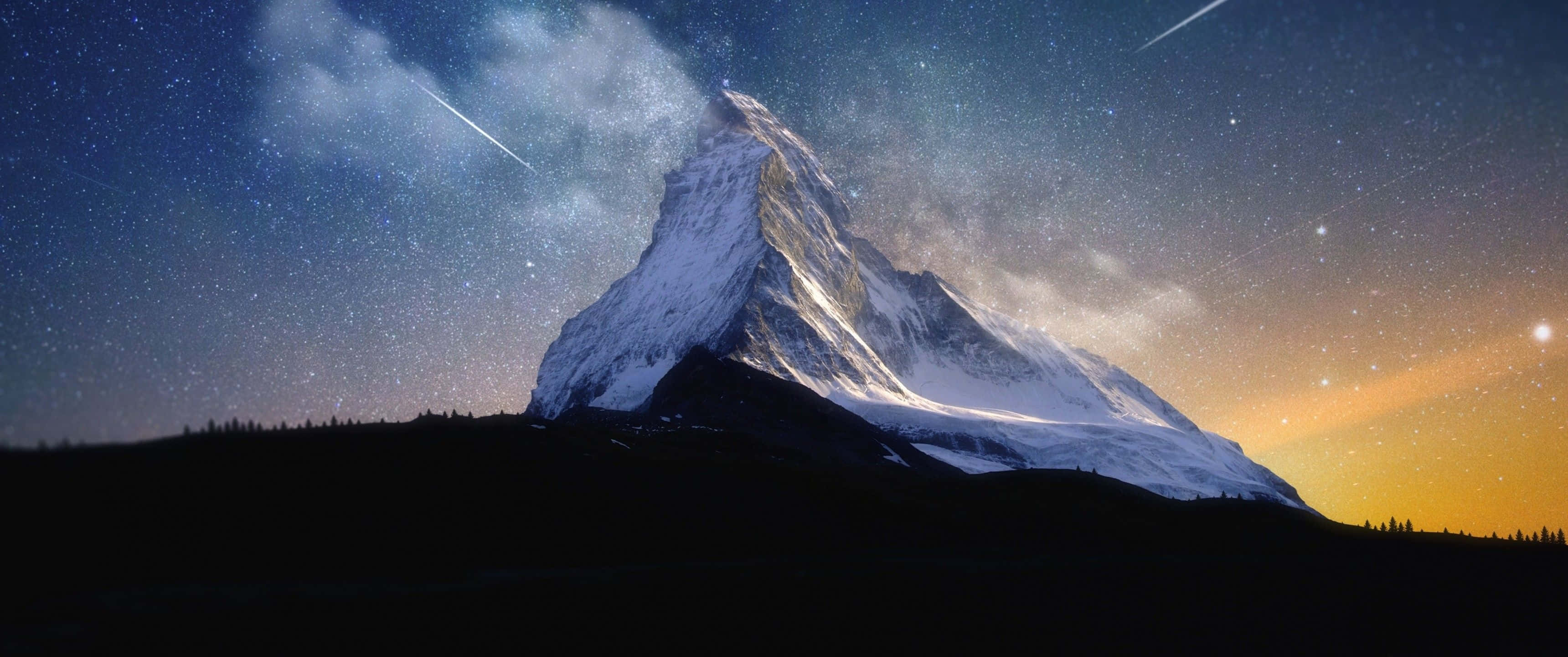 3440x1440 HD, mountain range, sunset, 2K Desktop Wallpaper
