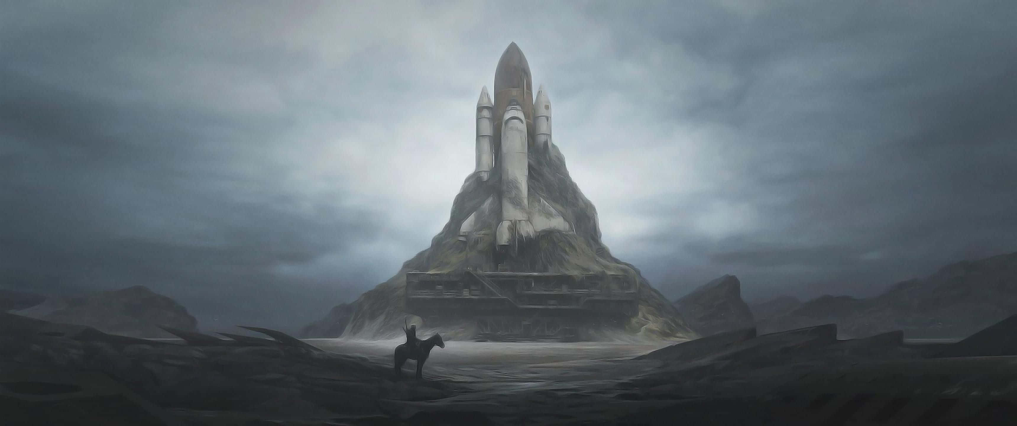 3440x1440 HD, rocket ship, horse, 2K Desktop Wallpaper
