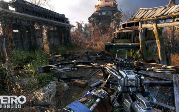 Metro Exodus, first-person view, futuristic weapon, SD Desktop Wallpaper