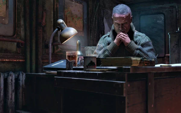 Metro Exodus, man, worn jacket, SD Desktop Wallpaper