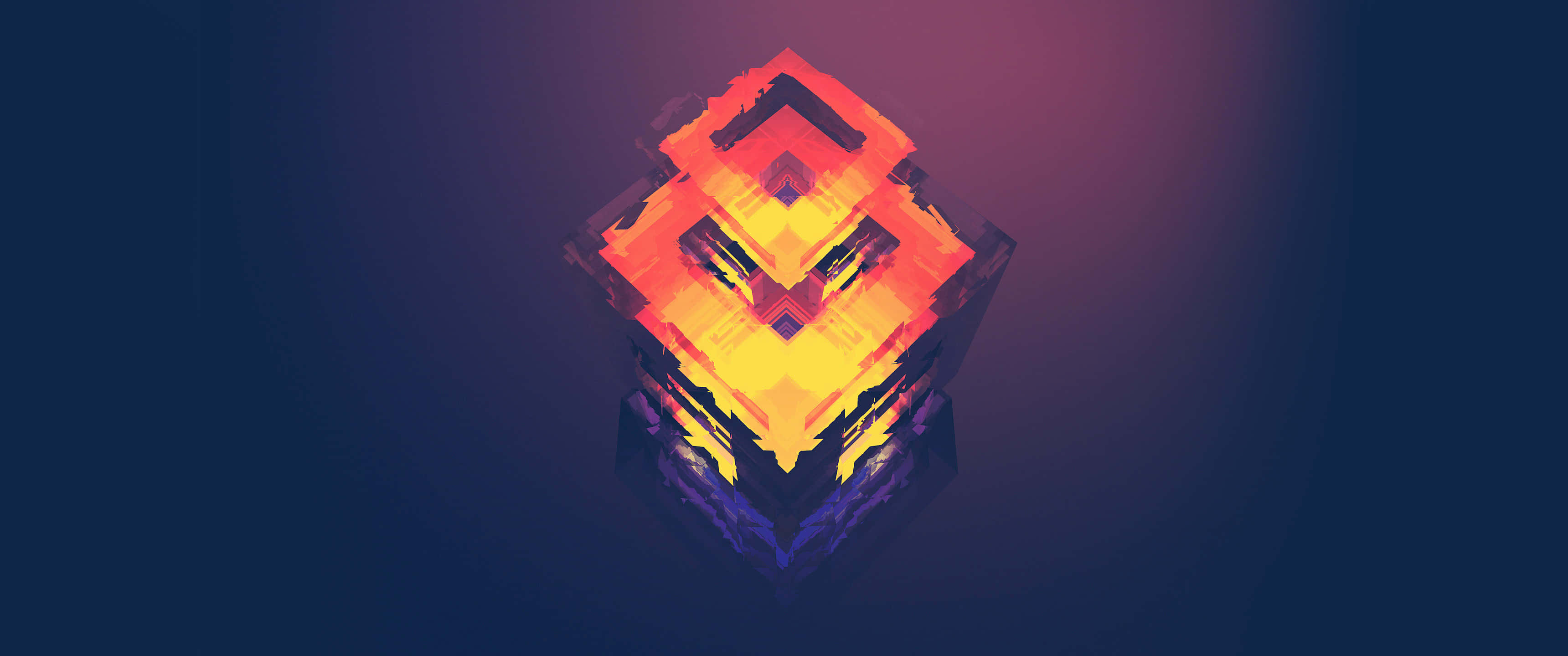 3440x1440, minimal, geometric cube, 2K Desktop Wallpaper