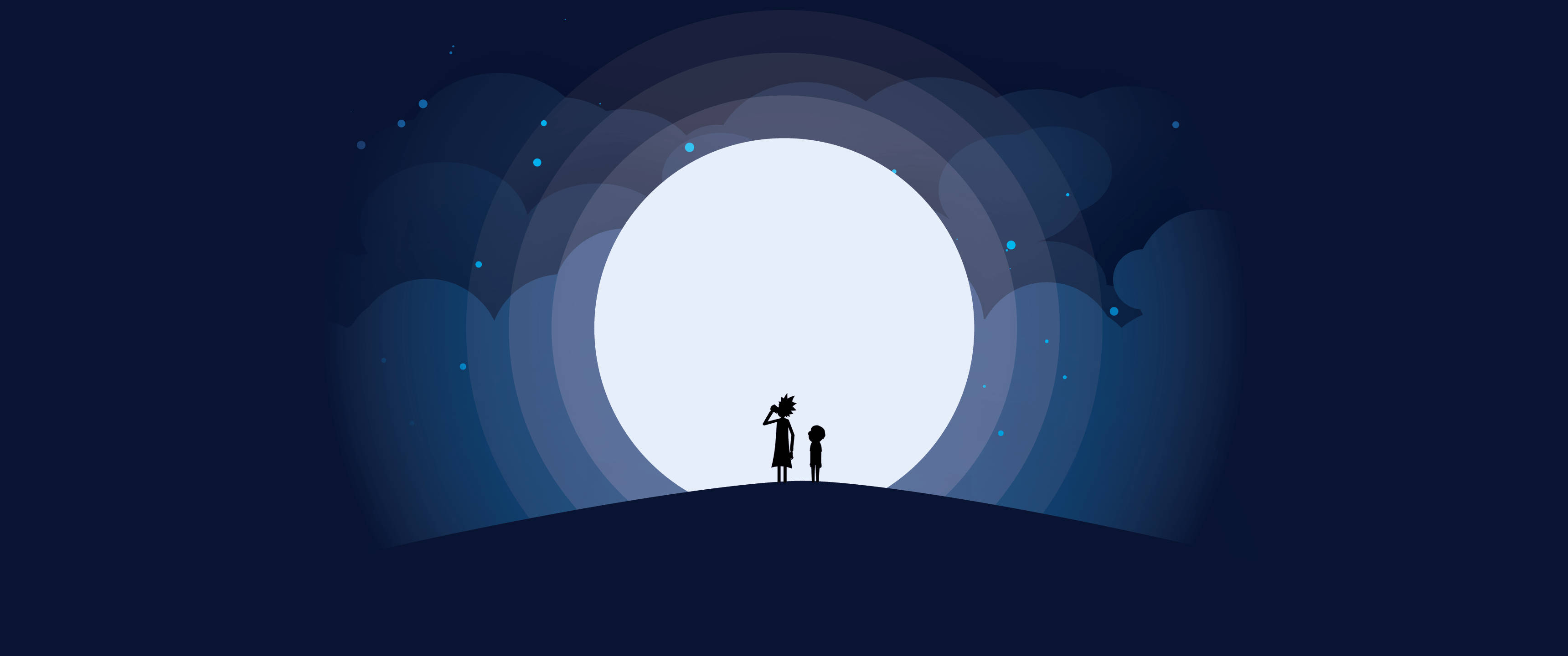 3440x1440, Minimalist, Full Moon, 2K Desktop Wallpaper
