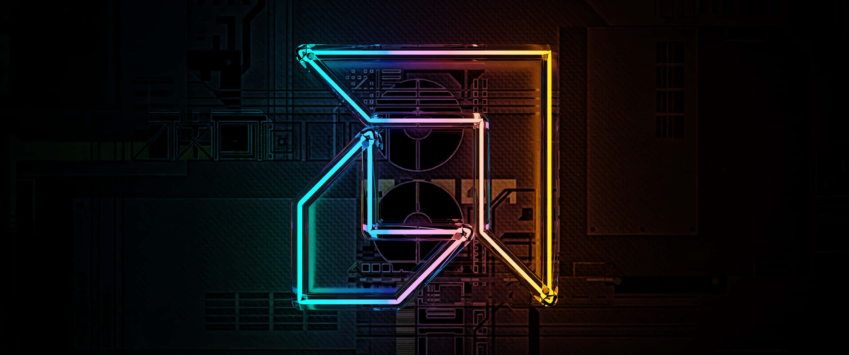3440x1440, neon, rainbow hues, 2K Desktop Wallpaper