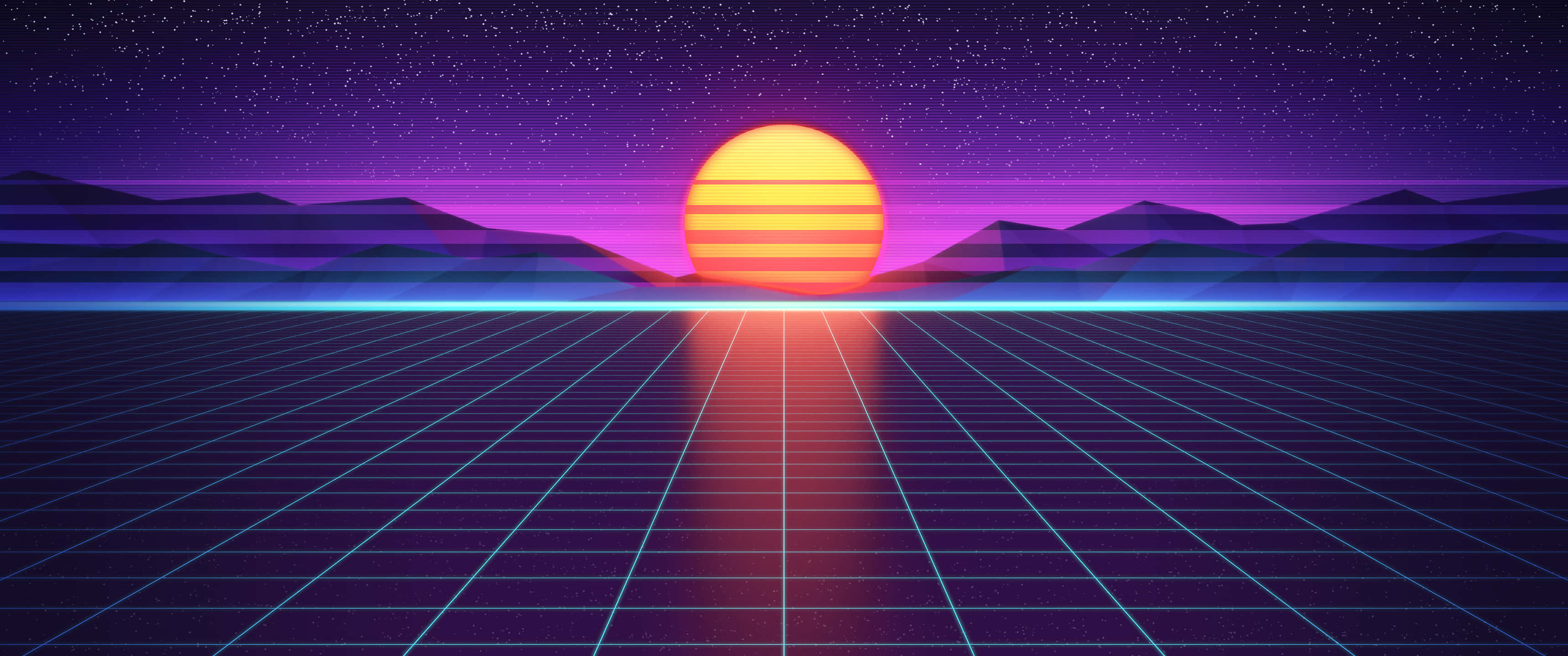 3440x1440, Neon, Sunset, 2K Desktop Wallpaper