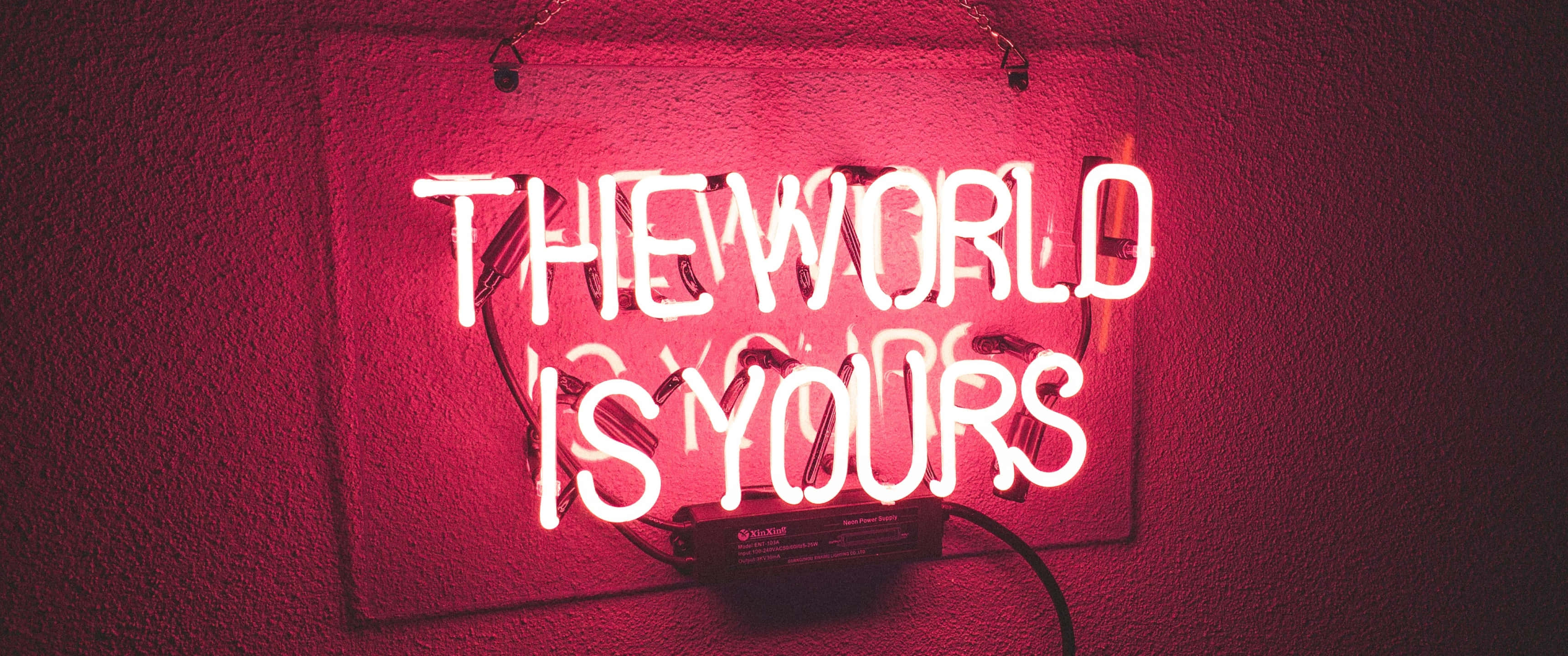 3440x1440, neon, glowing red neon sign, 2K Desktop Wallpaper