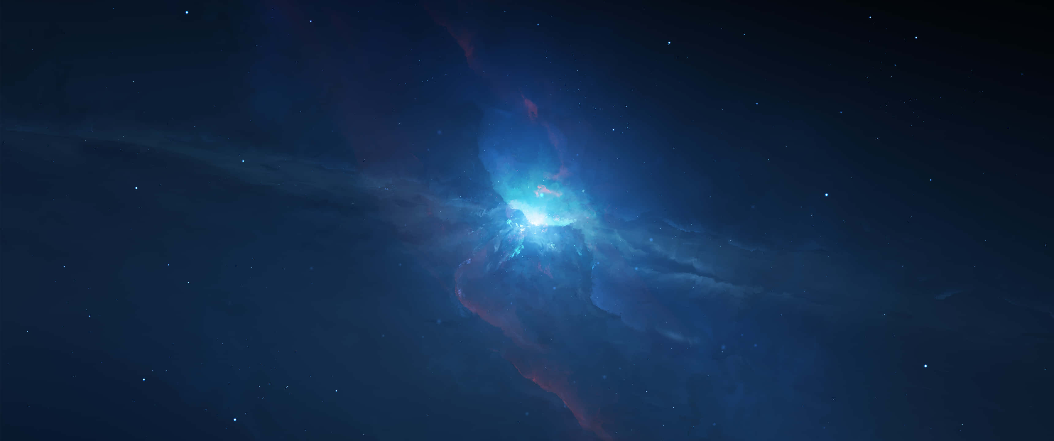 3440x1440, Space, luminous blue and red nebula, 2K Desktop Wallpaper