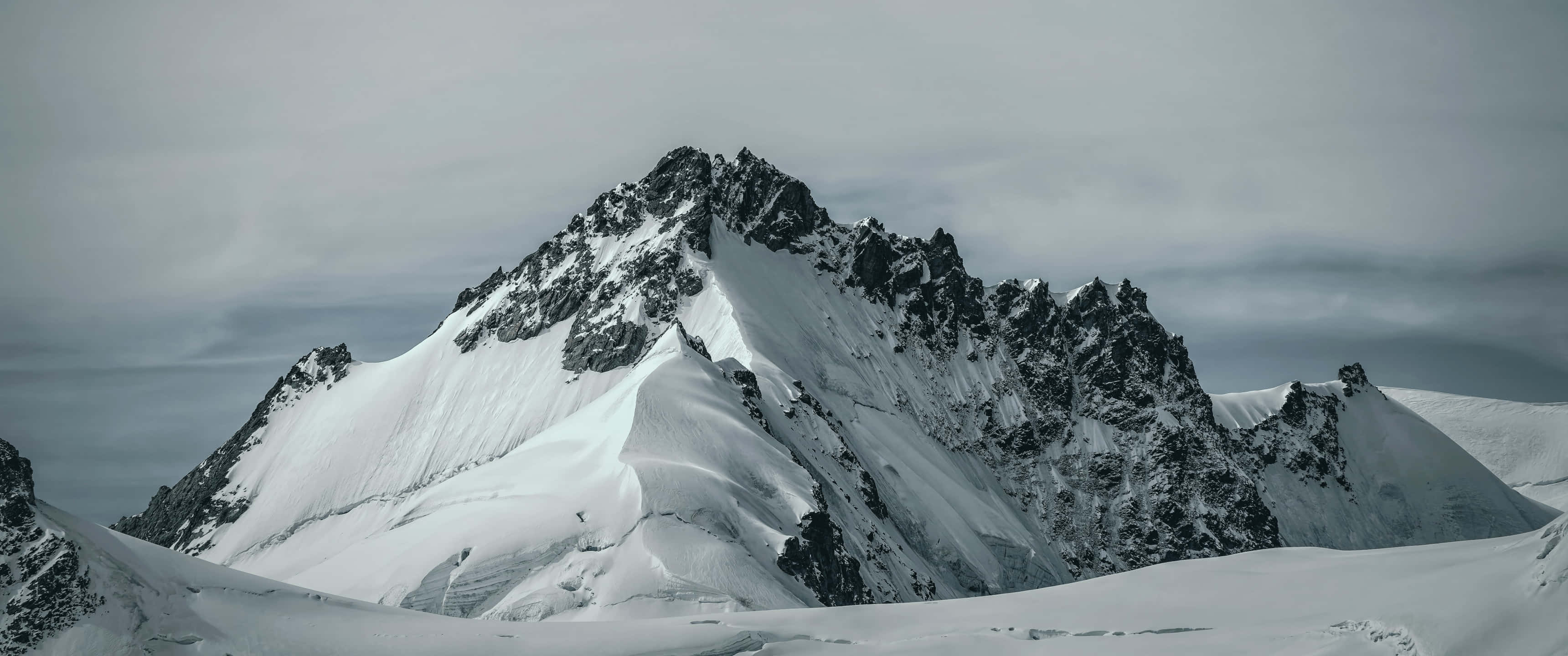 3440x1440, Winter, snow-capped mountain peak, 2K Desktop Wallpaper