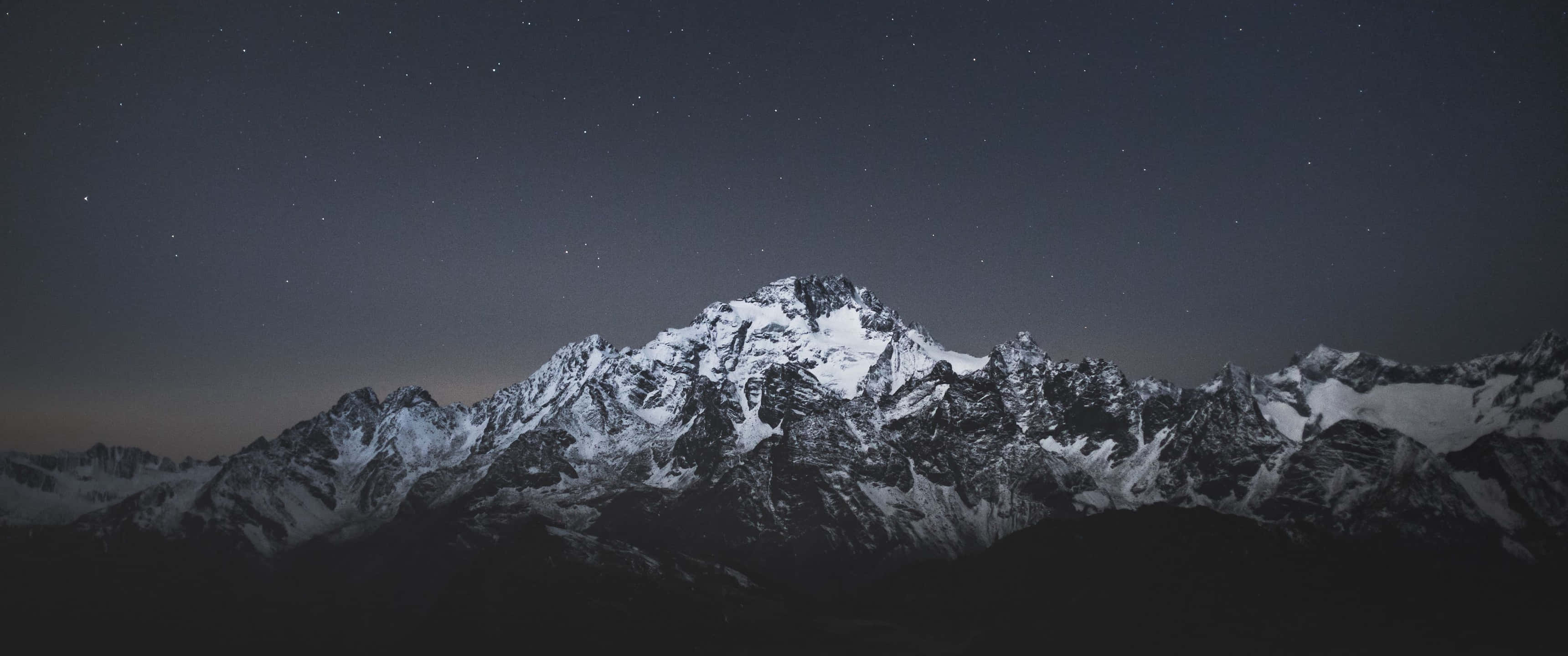 3440x1440, Winter, mountain peaks, 2K Desktop Wallpaper