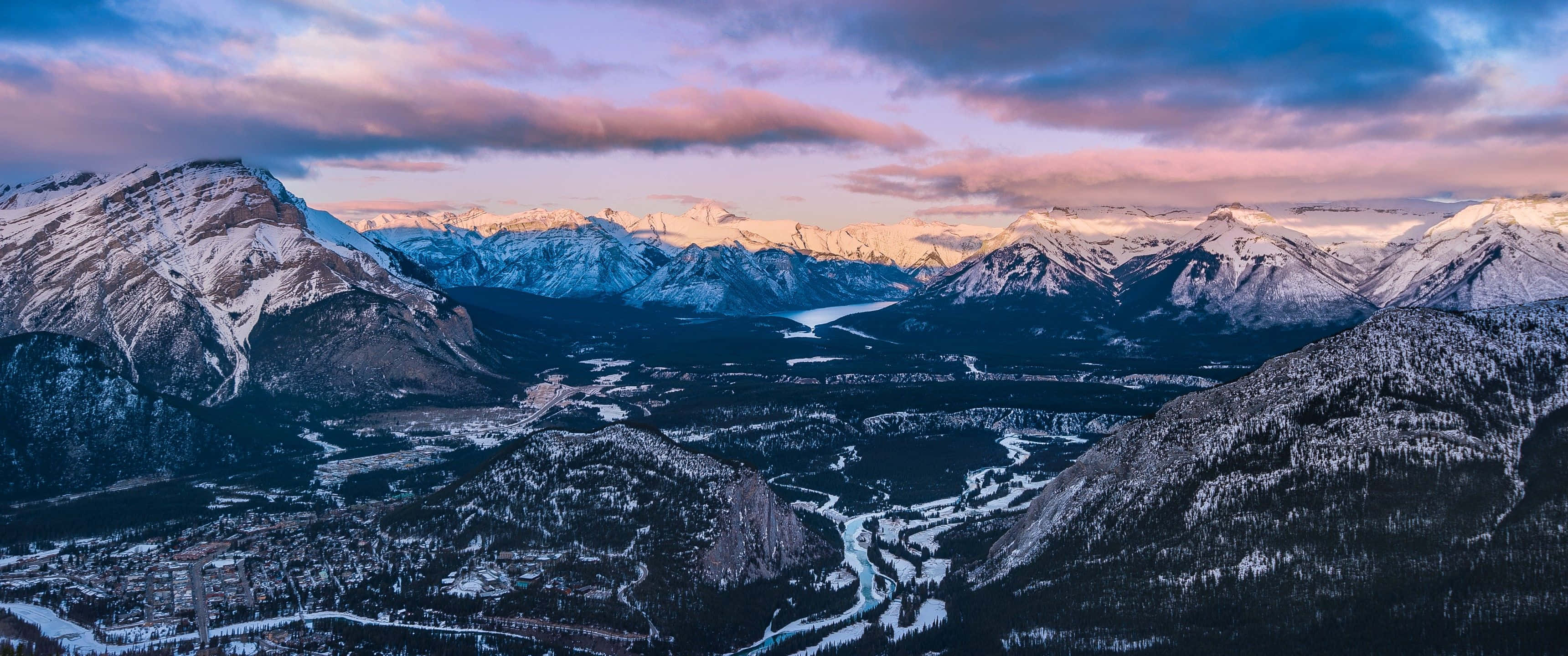 3440x1440, Winter, snow-capped mountains, 2K Desktop Wallpaper