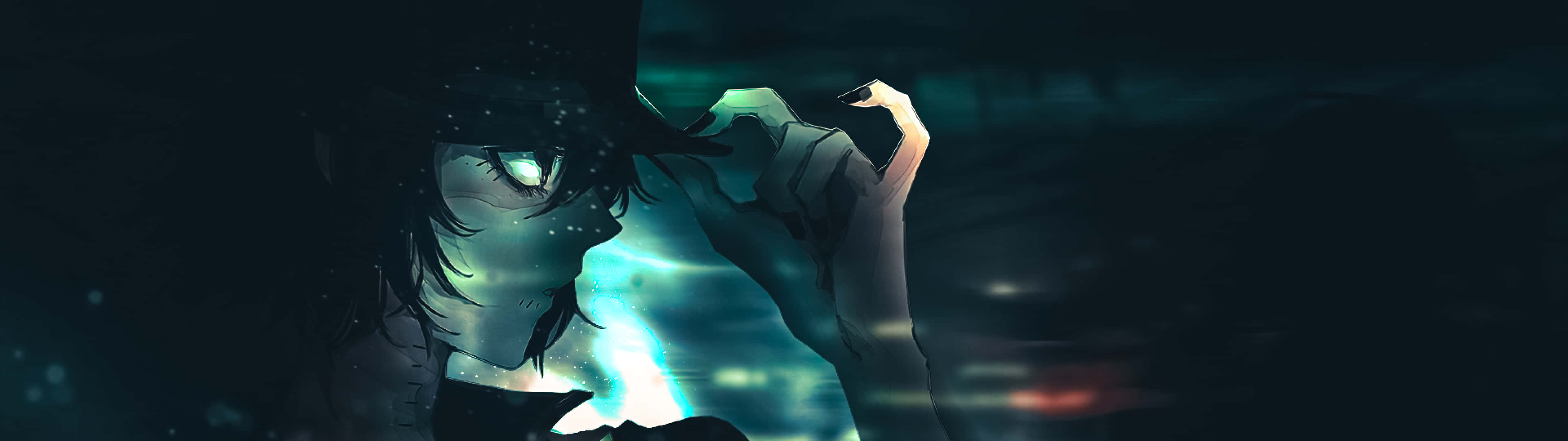 3840 x 1080 anime hd, dark-haired anime character, fedora, 4K Desktop Wallpaper