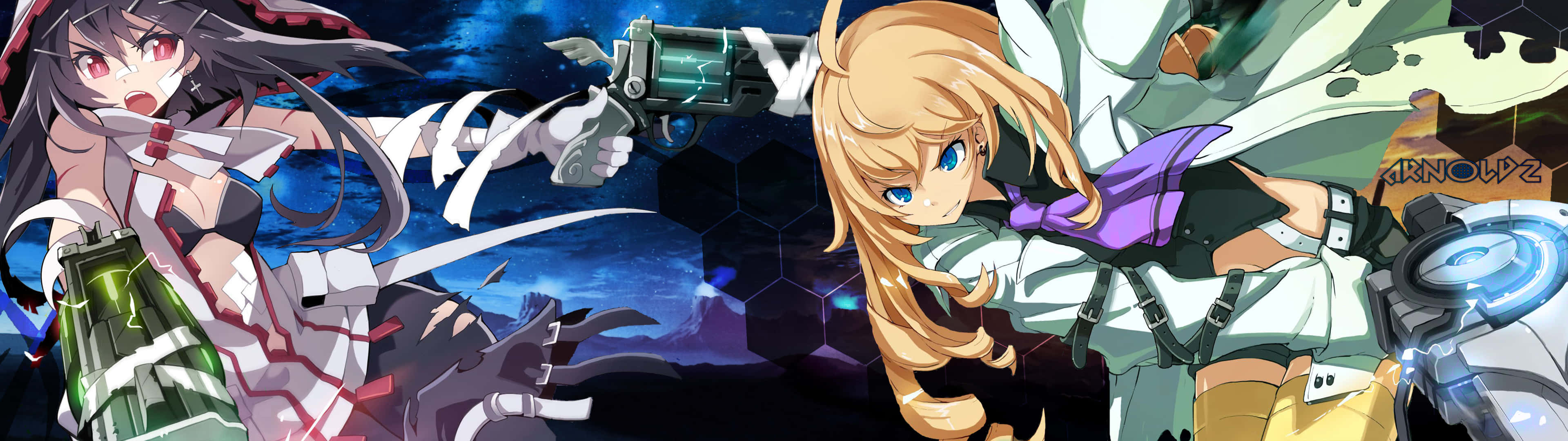 3840 x 1080 anime hd, futuristic gear, sci-fi weapons, 4K Desktop Wallpaper