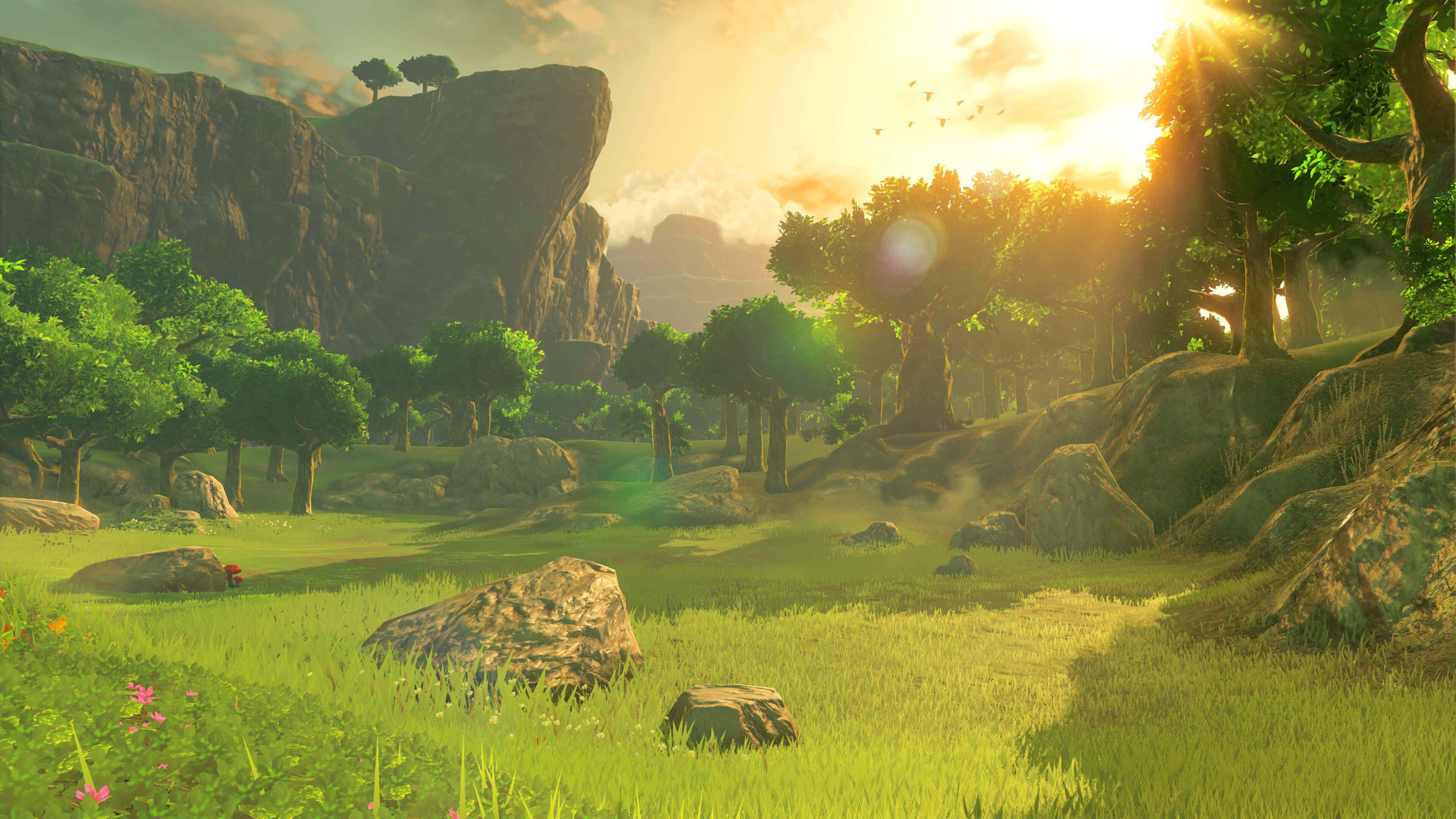 3840 x 2160, lush green valley, scattered boulders, 4K Desktop Wallpaper