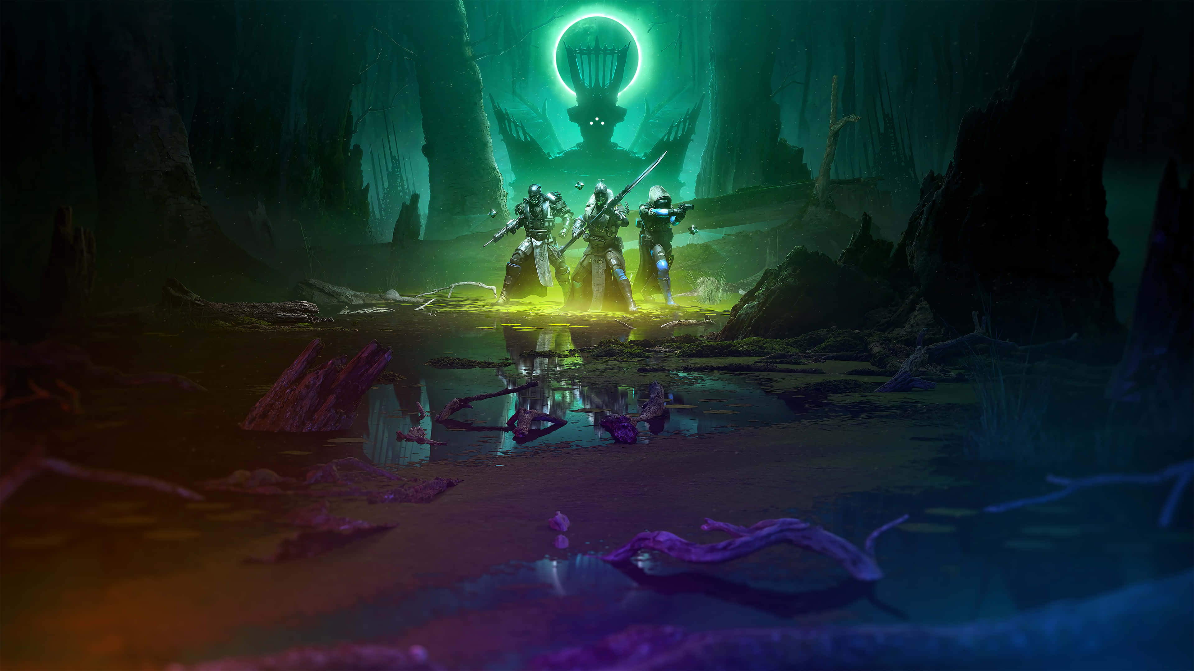 3840 X 2160 Destiny 2, glowing green cavern, floating skull, 4K Desktop Wallpaper