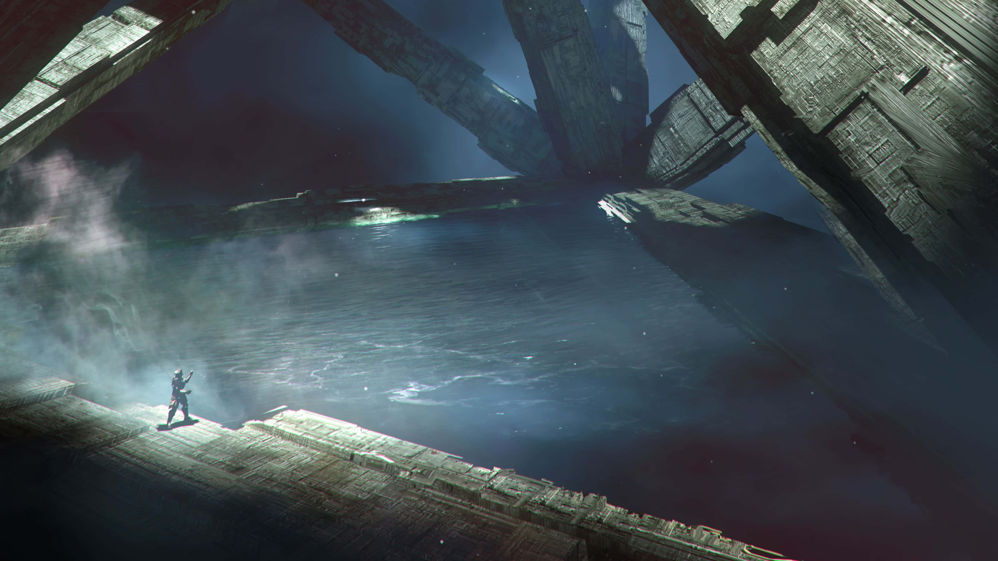 3840 X 2160 Destiny 2, crumbling platform, massive floating ruins, 4K Desktop Wallpaper