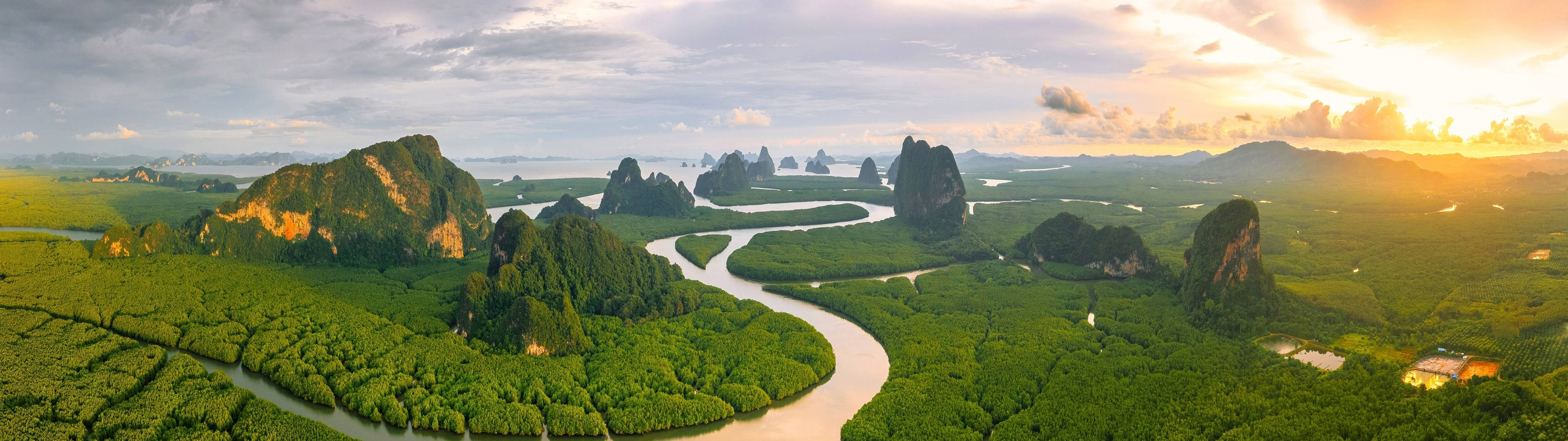 3840x1080 4K, mangrove forest, winding river, 4K Desktop Wallpaper