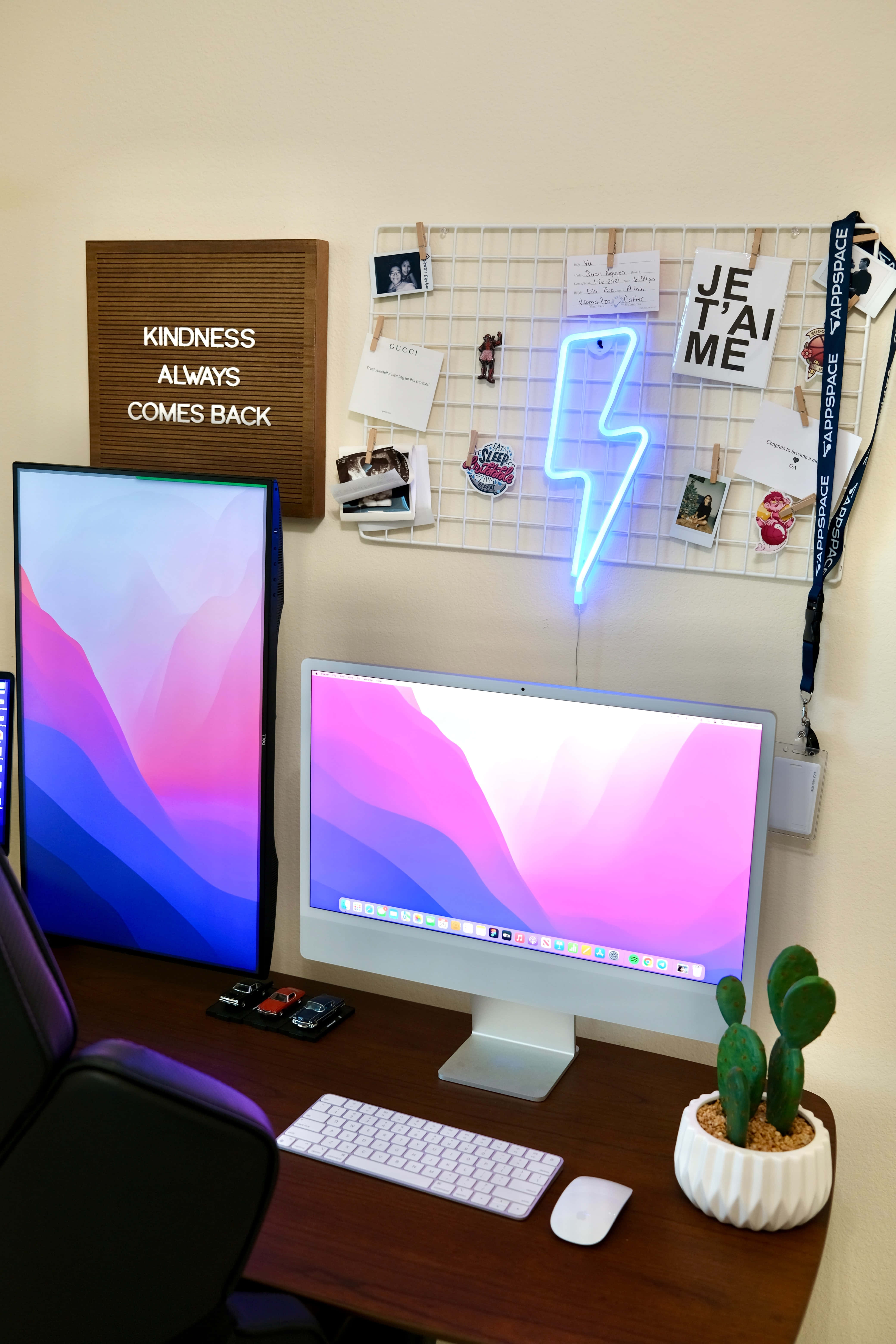 dual black and white monitor, two monitors, vibrant pink and blue abstract wallpapers, 5K Phone Wallpaper