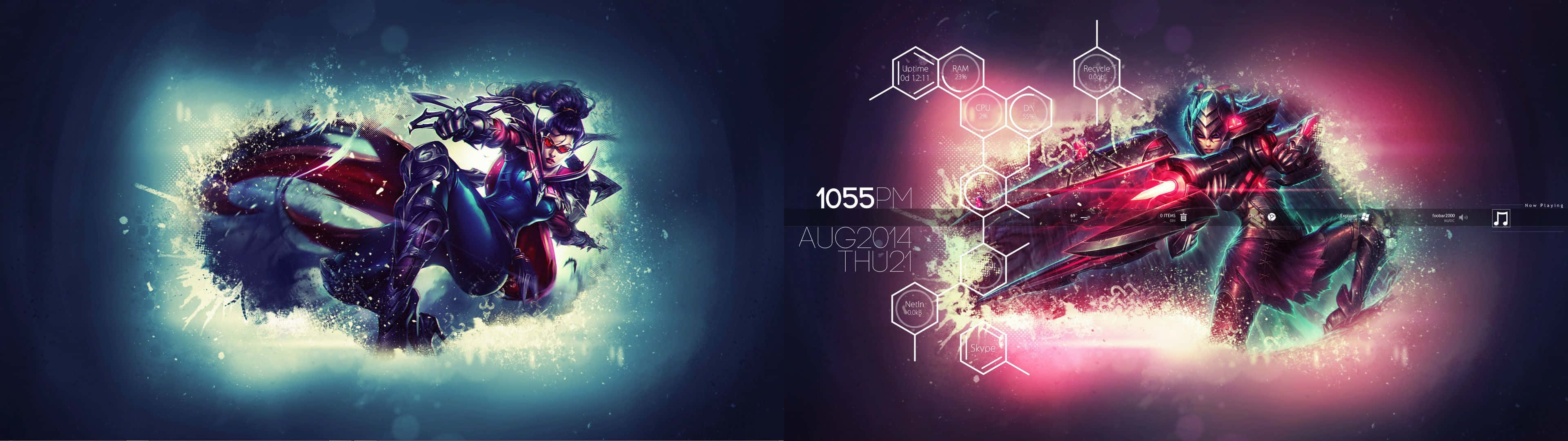 League Of Legends, cyberpunk warriors, neon-lit digital realms, 4K Desktop Wallpaper