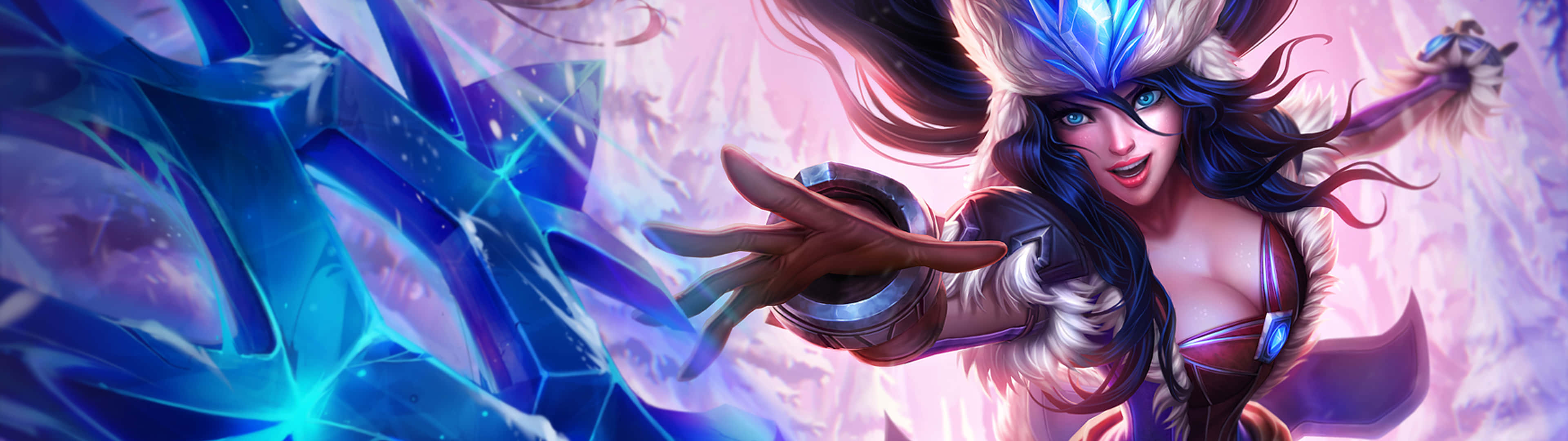 3840x1080, League Of Legends, glowing blue hair, 4K Desktop Wallpaper