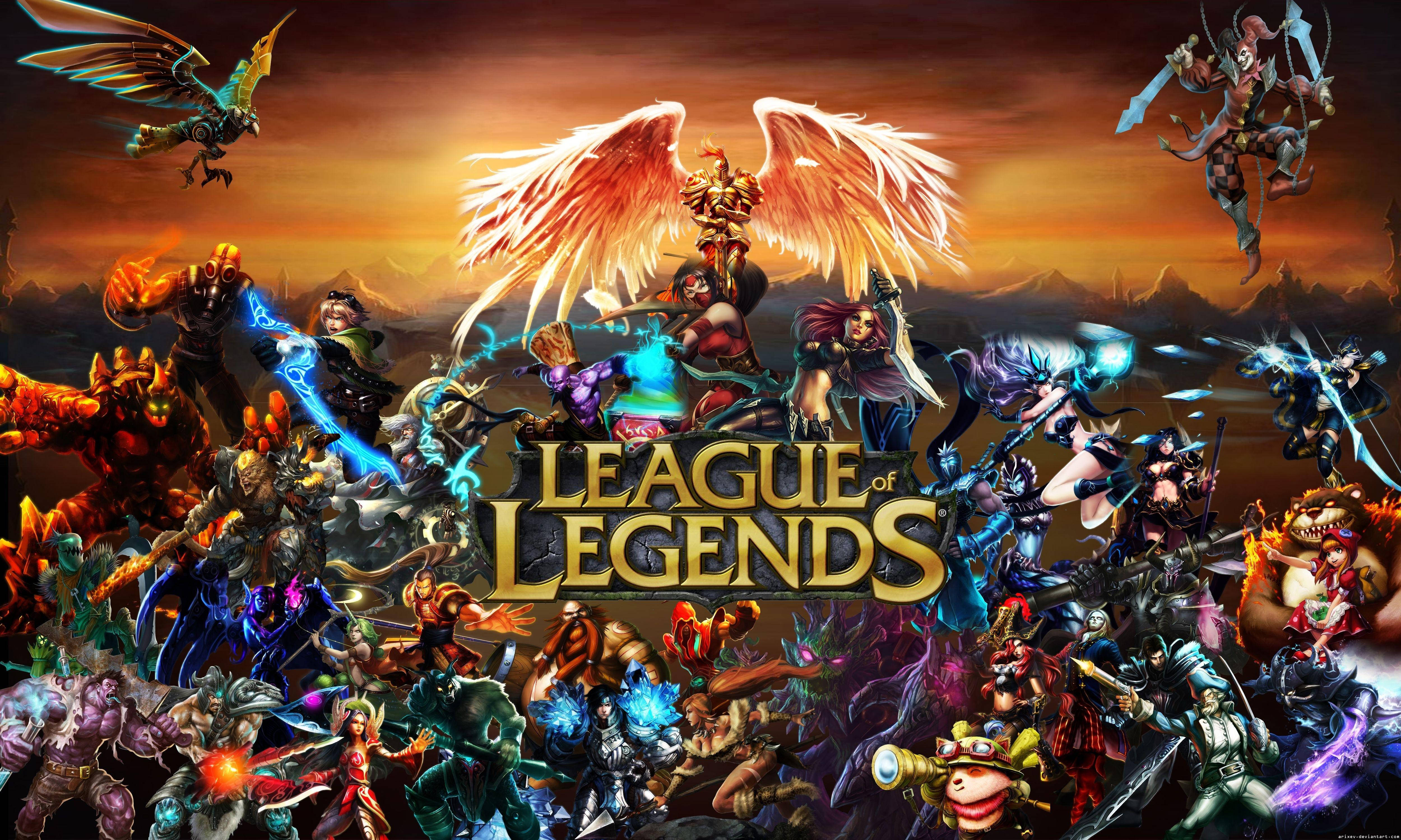League of Legends, champions, fiery sunset, 4K Desktop Wallpaper
