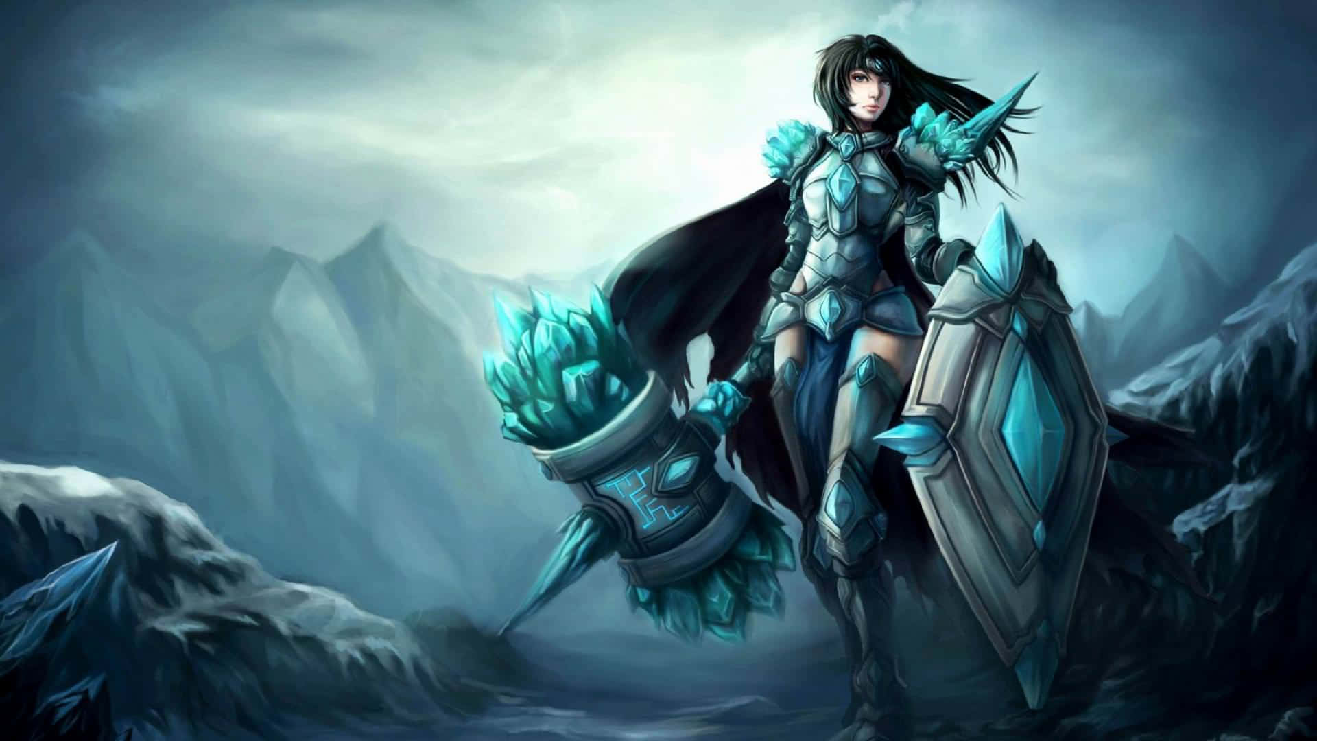 League Of Legends, female warrior, icy armor, Full HD Desktop Wallpaper